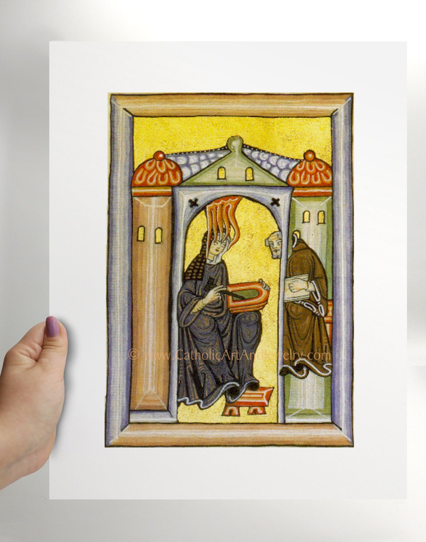 Hildegard of Bingen – “Self Portrait” – Catholic Art Print – Mystic Visions – Archival Quality – Catholic Gift