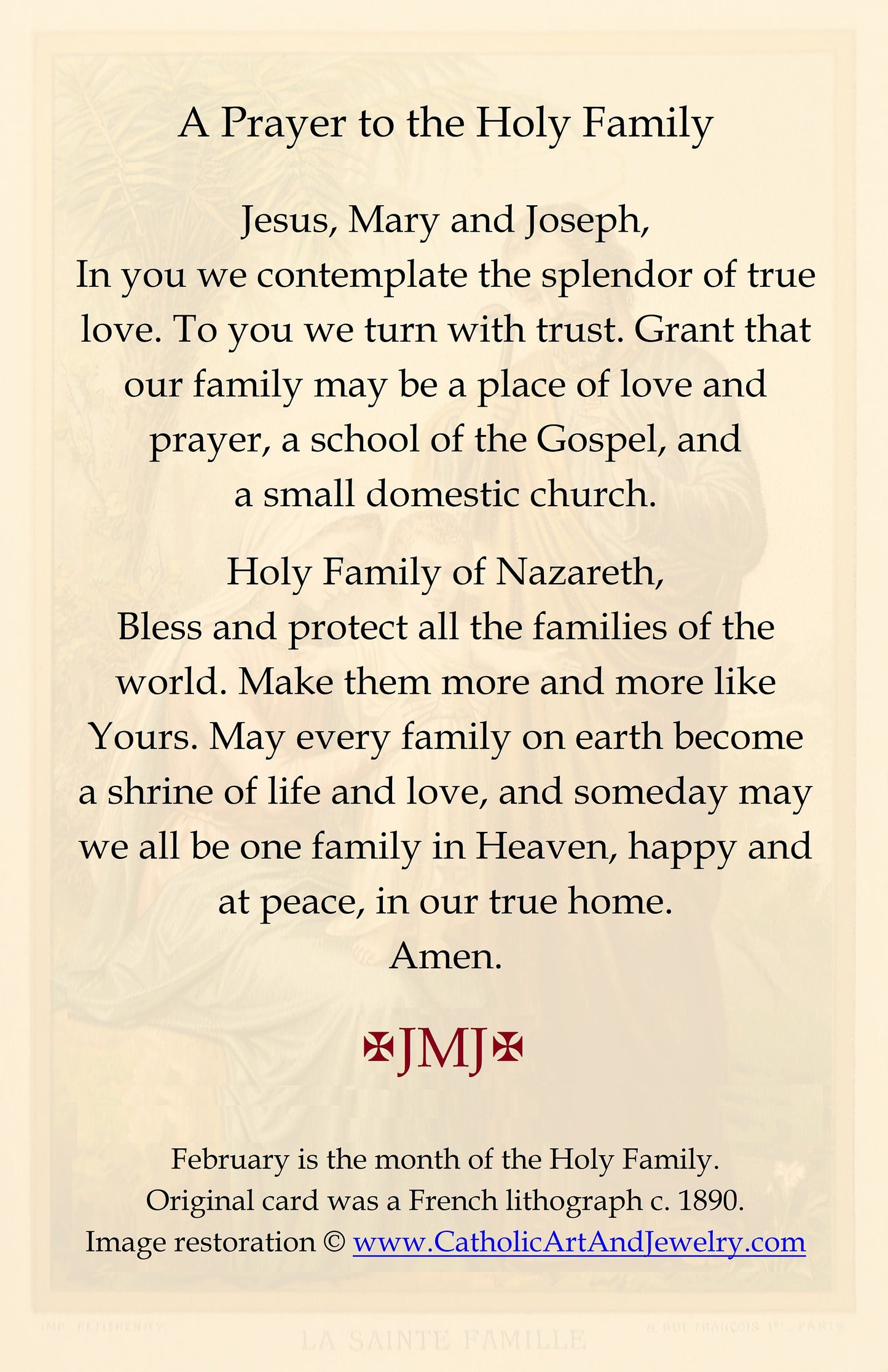 Holy Family in Egypt – Restored Vintage Holy Cards – pack of 10/100/1000
