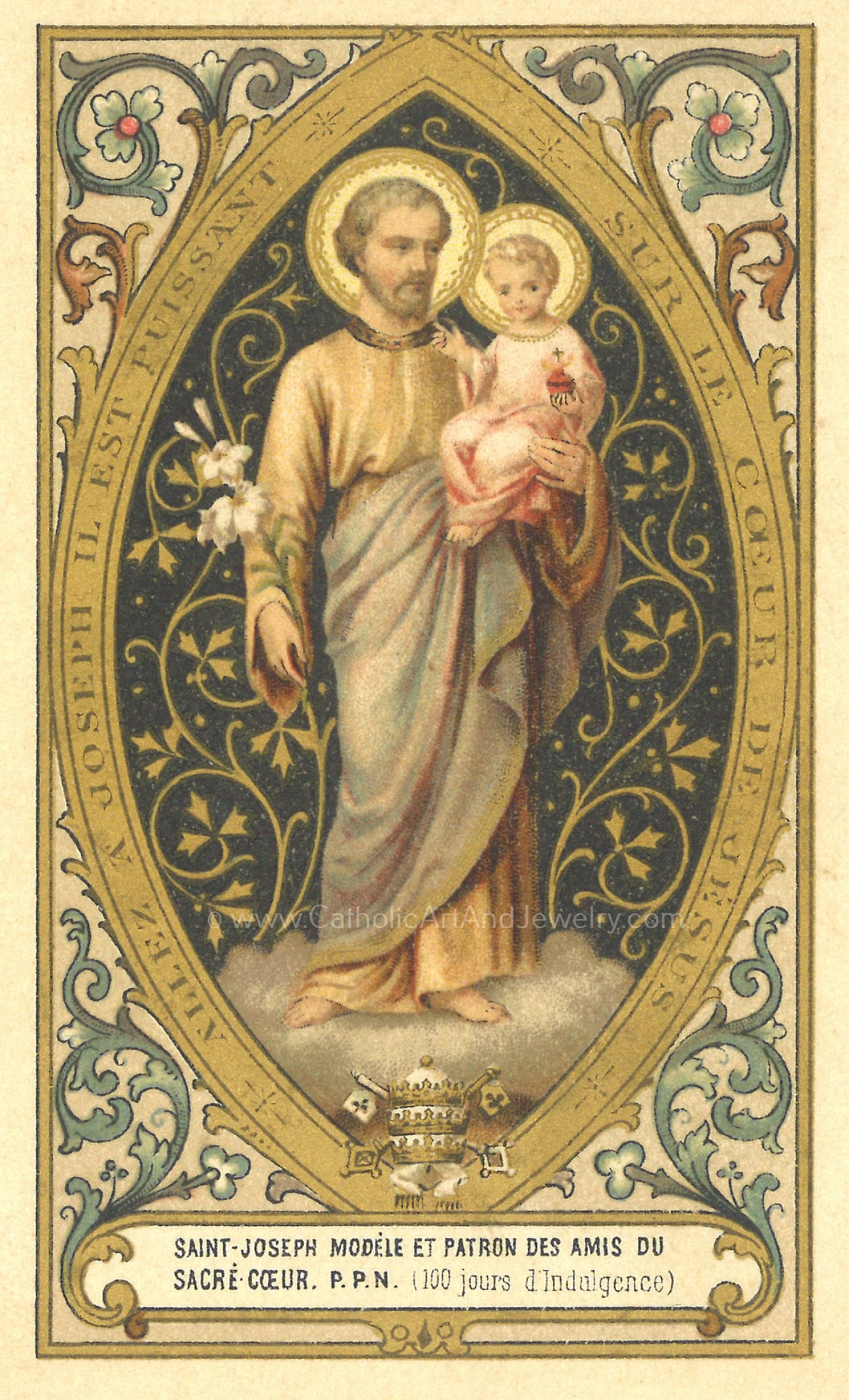St. Joseph of the Sacred Heart – 3 sizes – based on a Vintage French Holy Card – Catholic Art Print