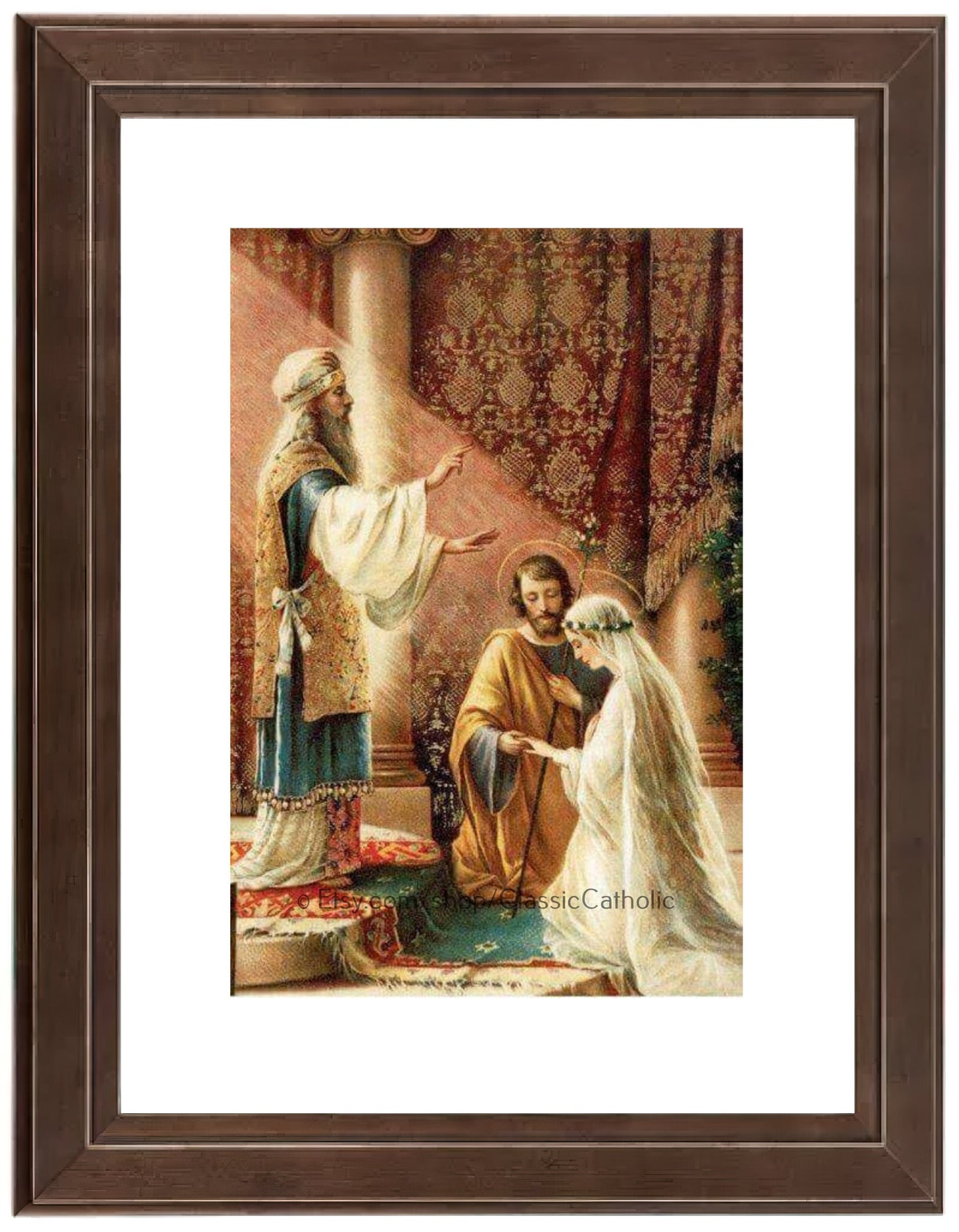 Wedding of Joseph and Mary – 3 Sizes – Wedding Gift/Anniversary Gift – based on a Vintage Holy Card – Catholic Art Print – Archival Quality