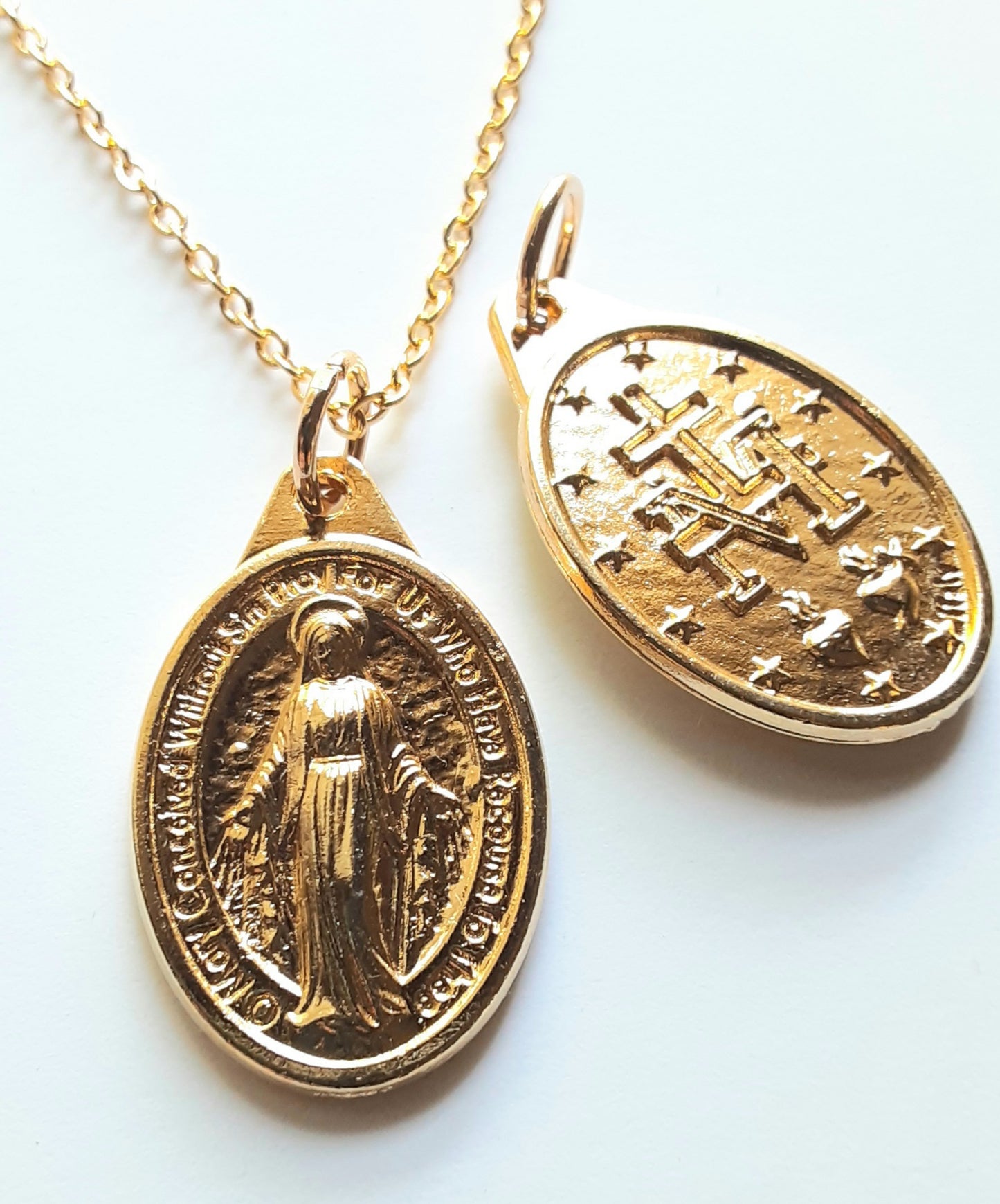 Gold Miraculous Medal Necklace