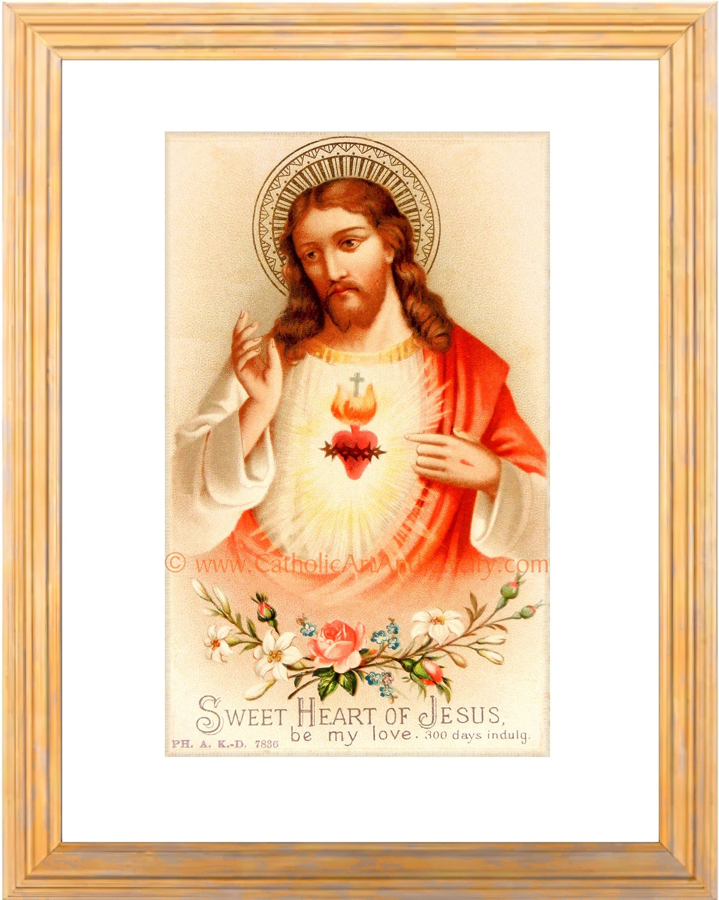 Sacred Heart of Jesus –Sweet Heart of Jesus based on a Vintage American Holy Card – Catholic Art Print – Archival – Catholic Gift