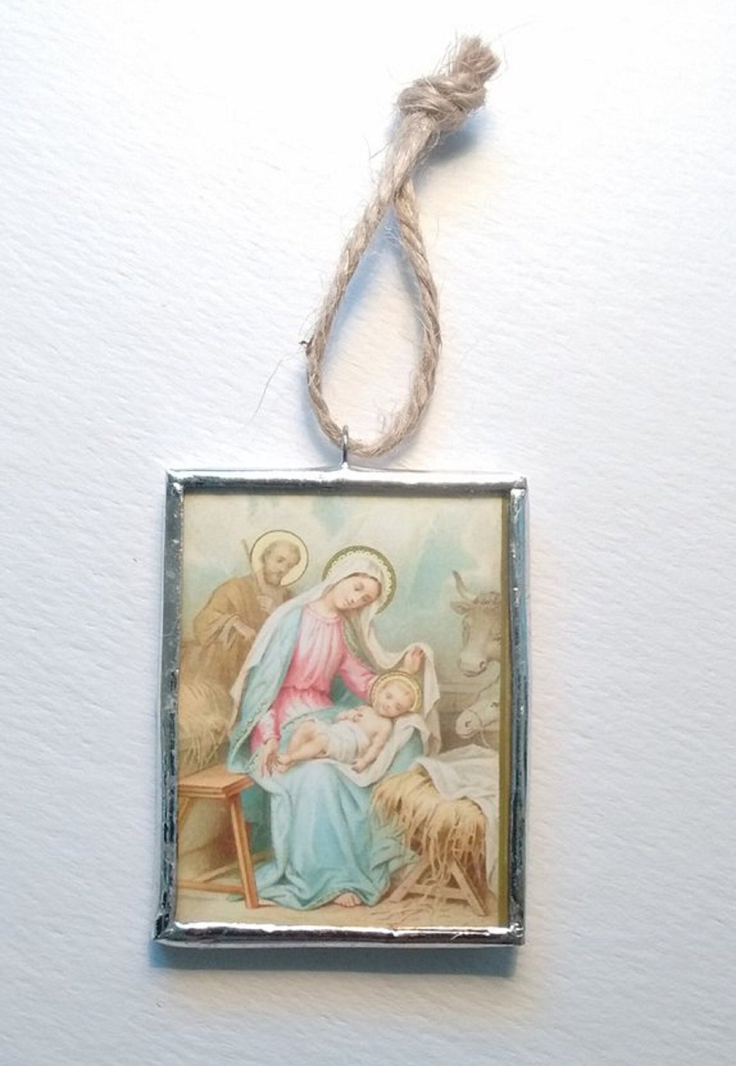 Victorian Nativity Christmas Ornament -- Jesus in Manger -- Religious Christmas Ornament