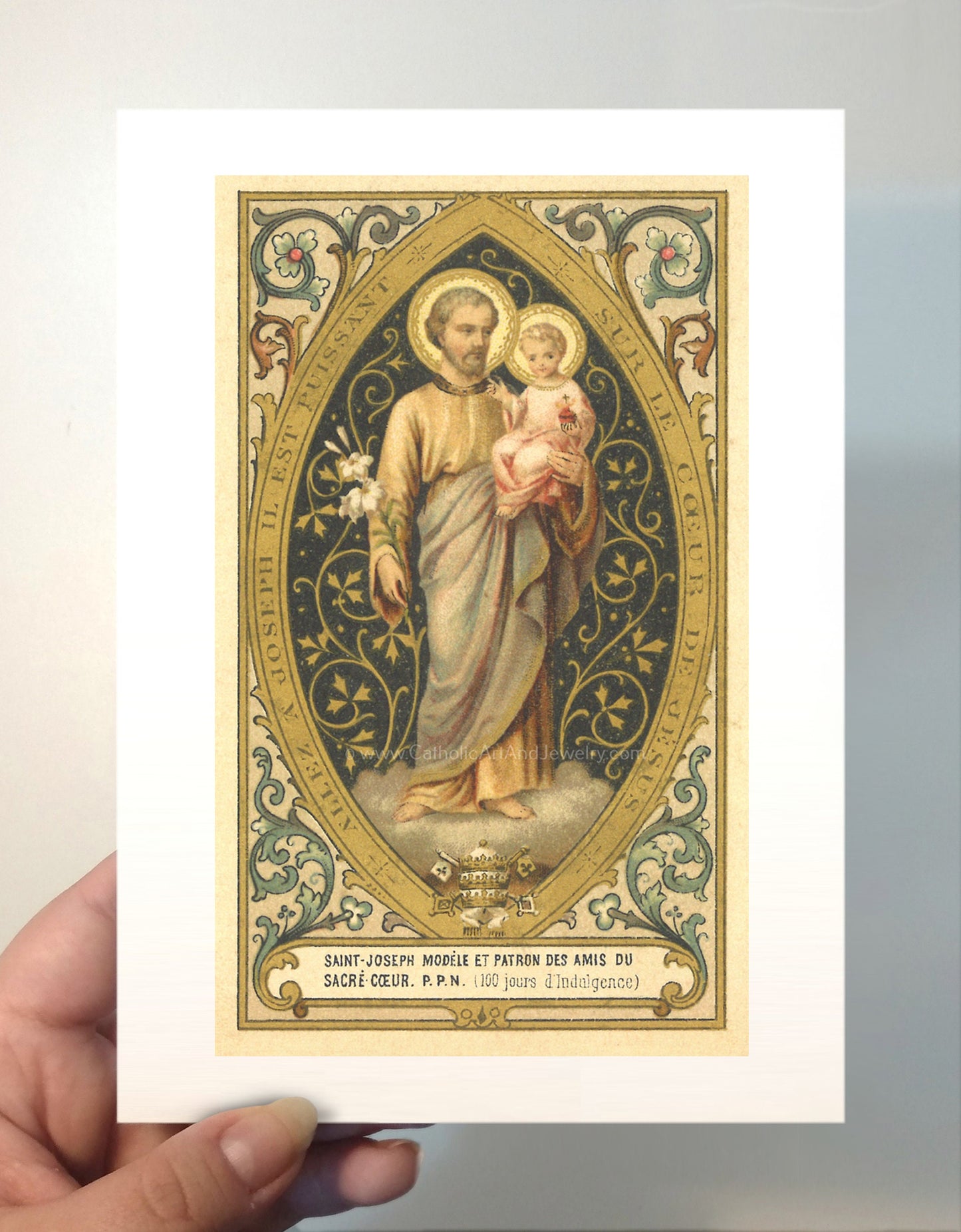 St. Joseph of the Sacred Heart – 3 sizes – based on a Vintage French Holy Card – Catholic Art Print
