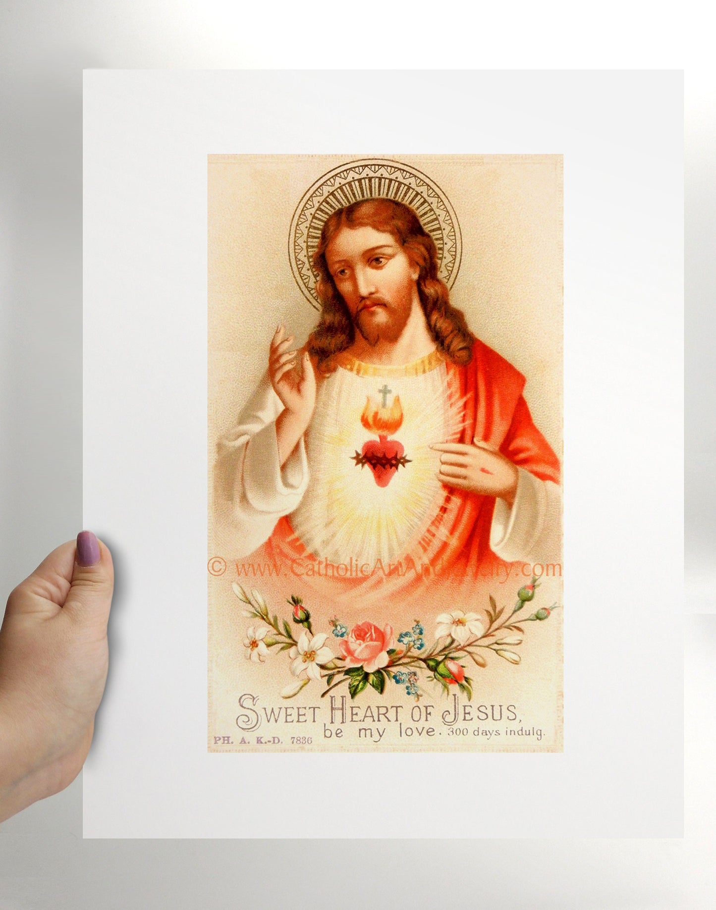 Sacred Heart of Jesus –Sweet Heart of Jesus based on a Vintage American Holy Card – Catholic Art Print – Archival – Catholic Gift