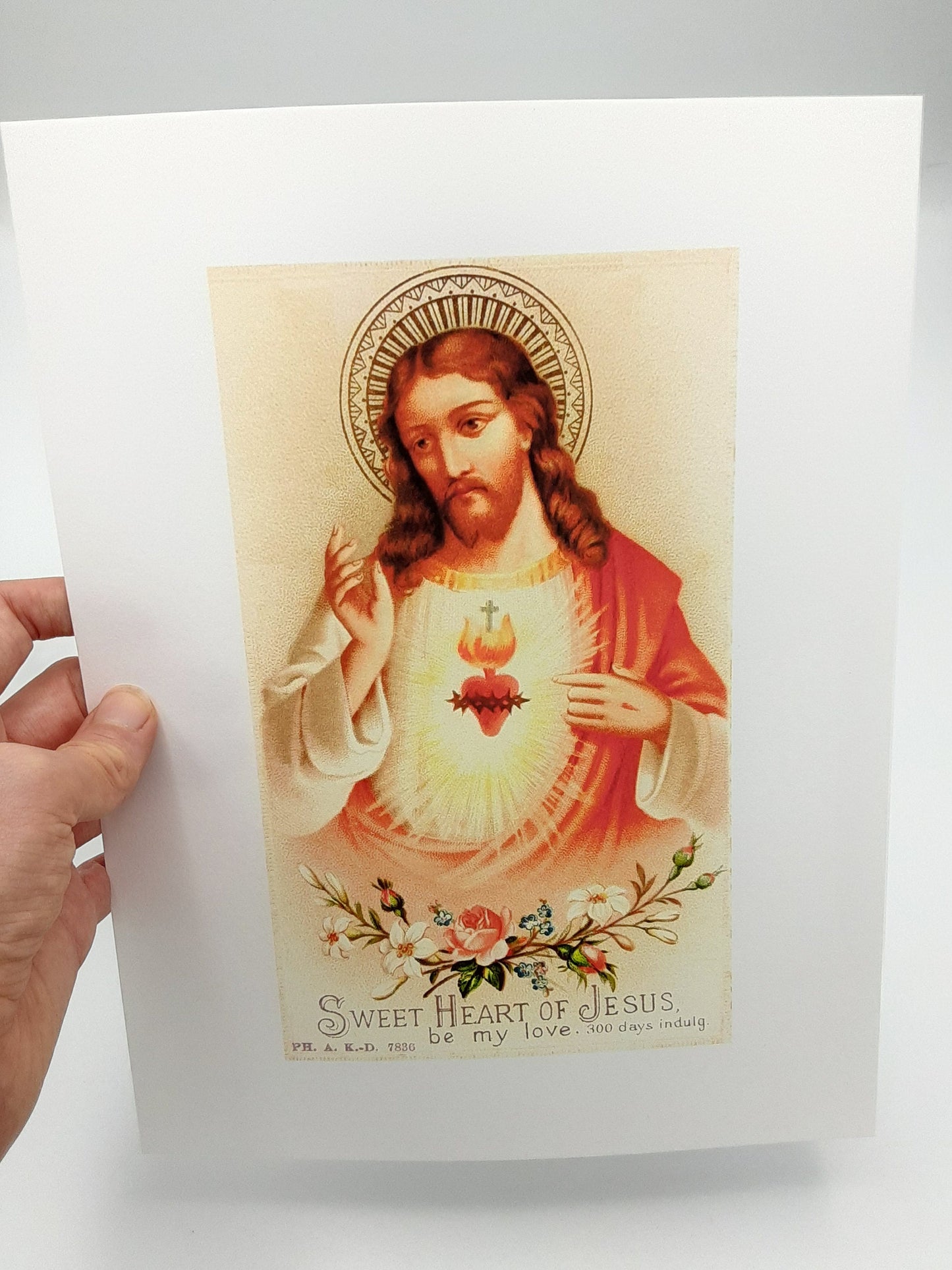 Sacred Heart of Jesus –Sweet Heart of Jesus based on a Vintage American Holy Card – Catholic Art Print – Archival – Catholic Gift