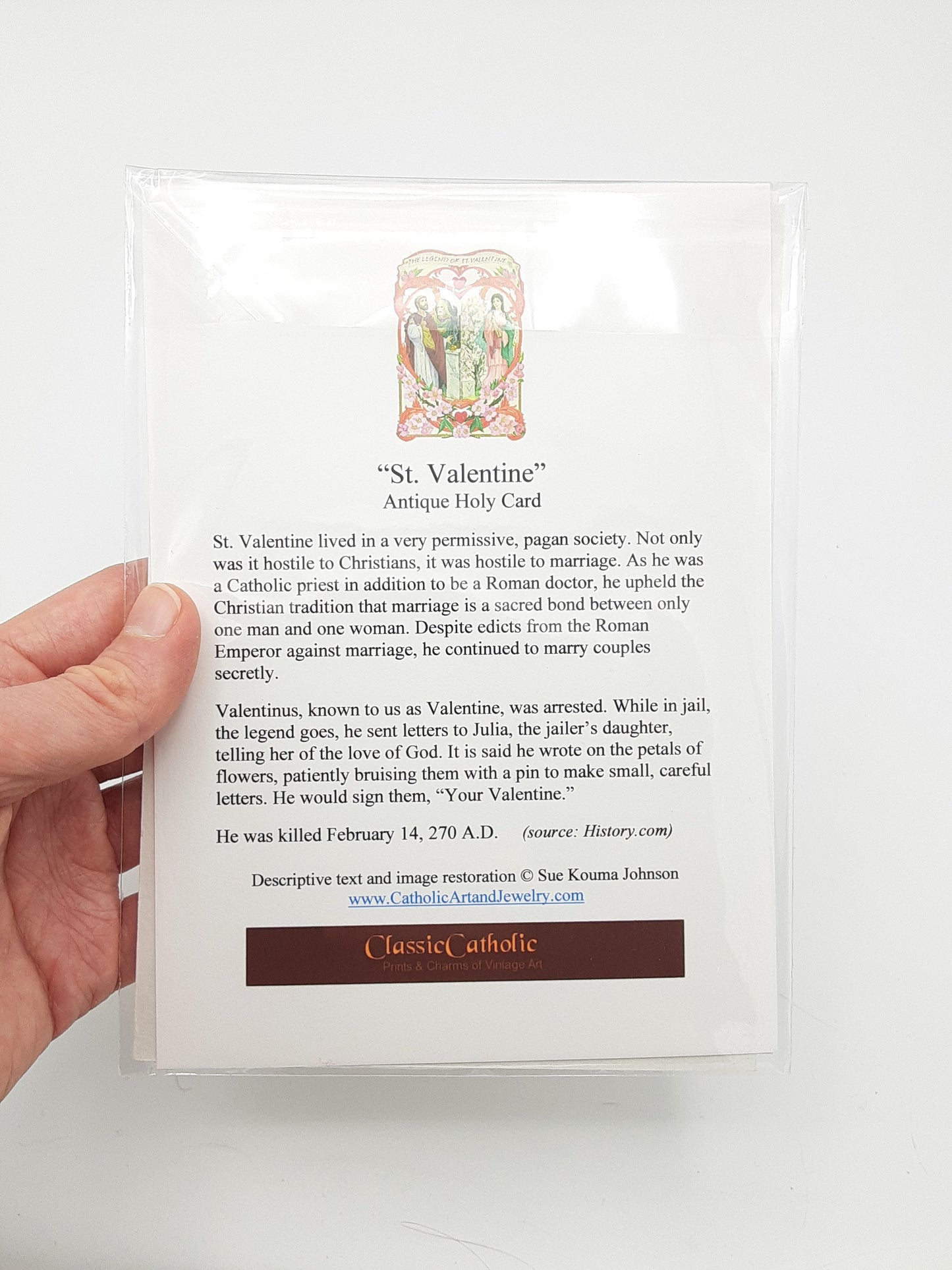 Saint Valentine's Legend – Based on Vintage Holy Card – Catholic Valentine Gift