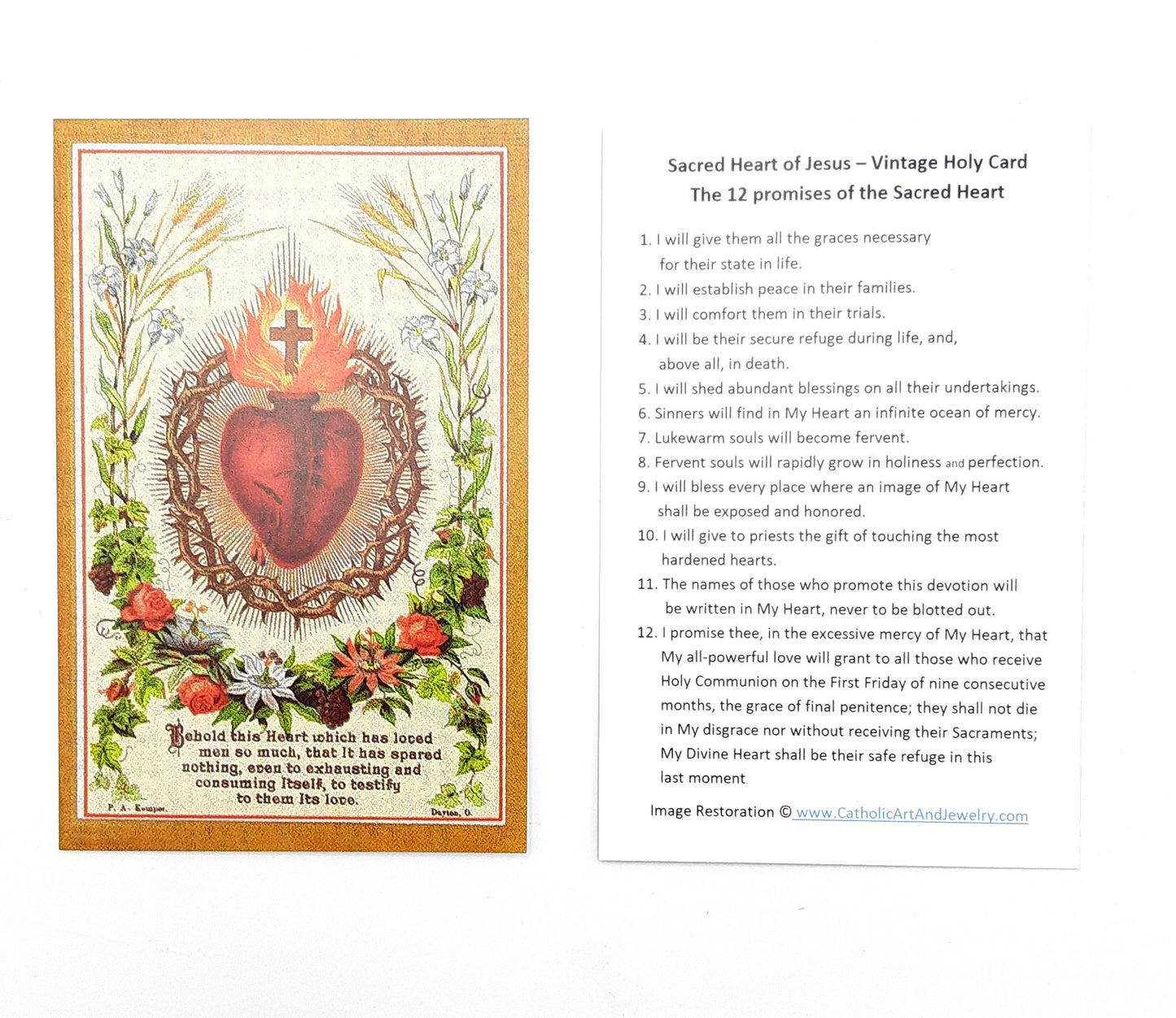 Holy Card Sacred Heart of Jesus – pack of 10/100/1000 – Restored Vintage Holy Card