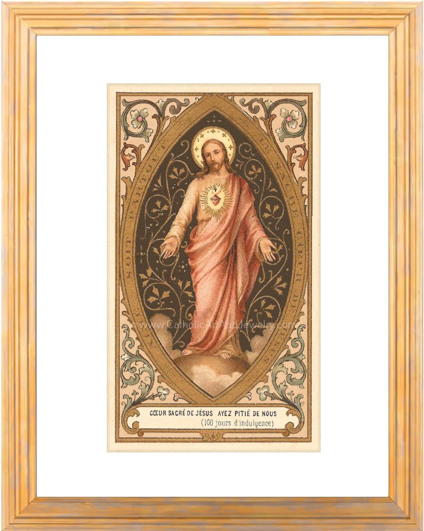 Sacred Heart of Jesus – based on a Vintage French Holy Card – Catholic Art Print – Archival Quality