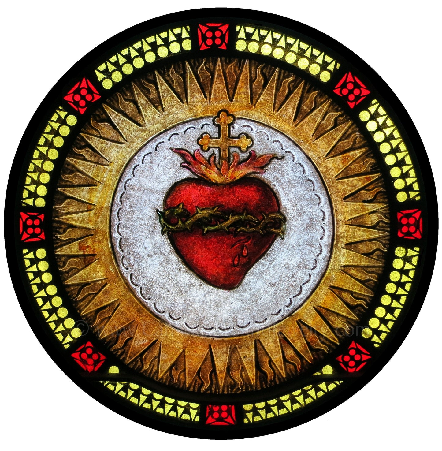 Sticker–Sacred Heart of Jesus – from Stained Glass – Catholic Sticker – High Quality Vinyl