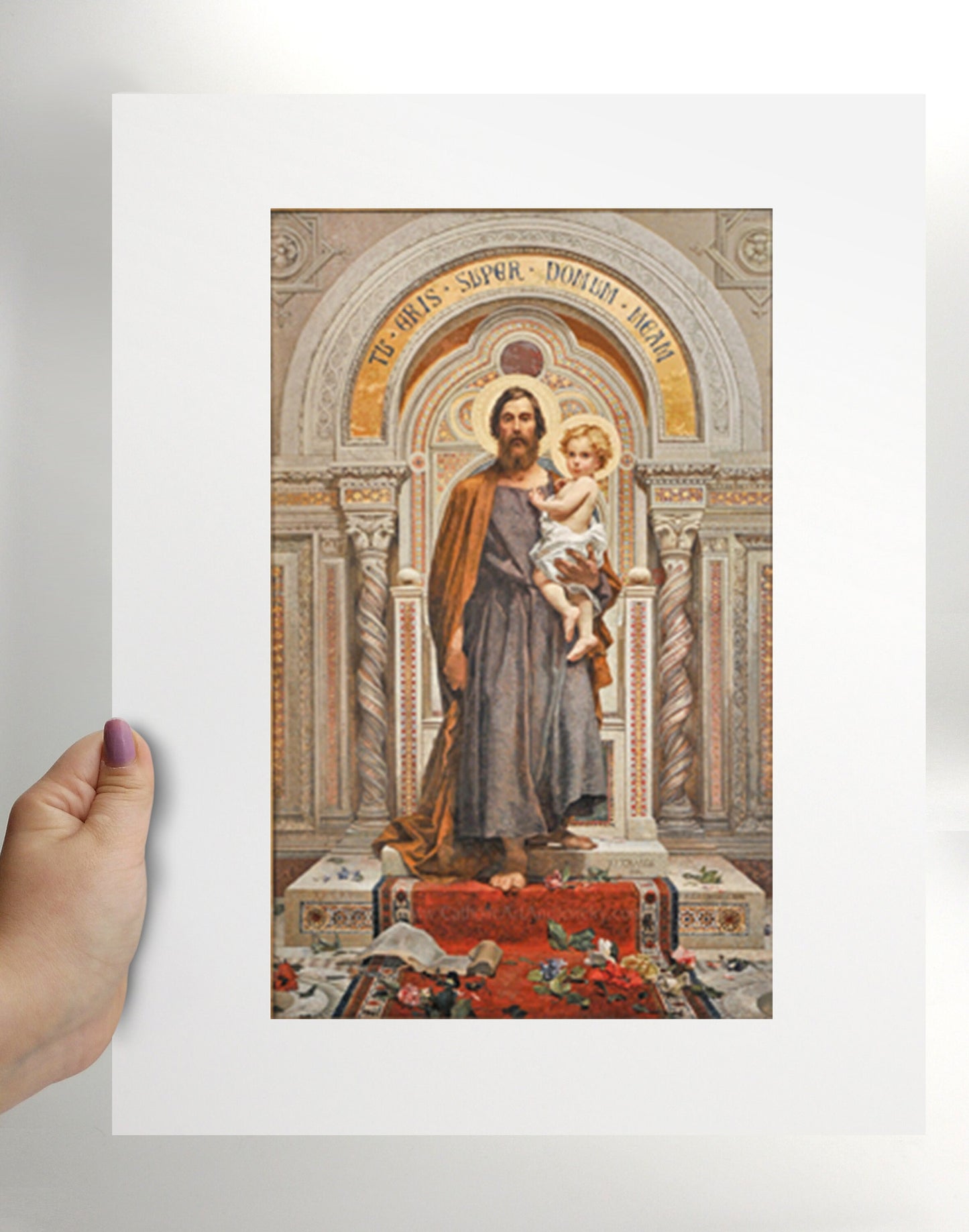 St. Joseph – Mosaic Originally from St. Peter’s Basilica at the Vatican – Catholic Art Print
