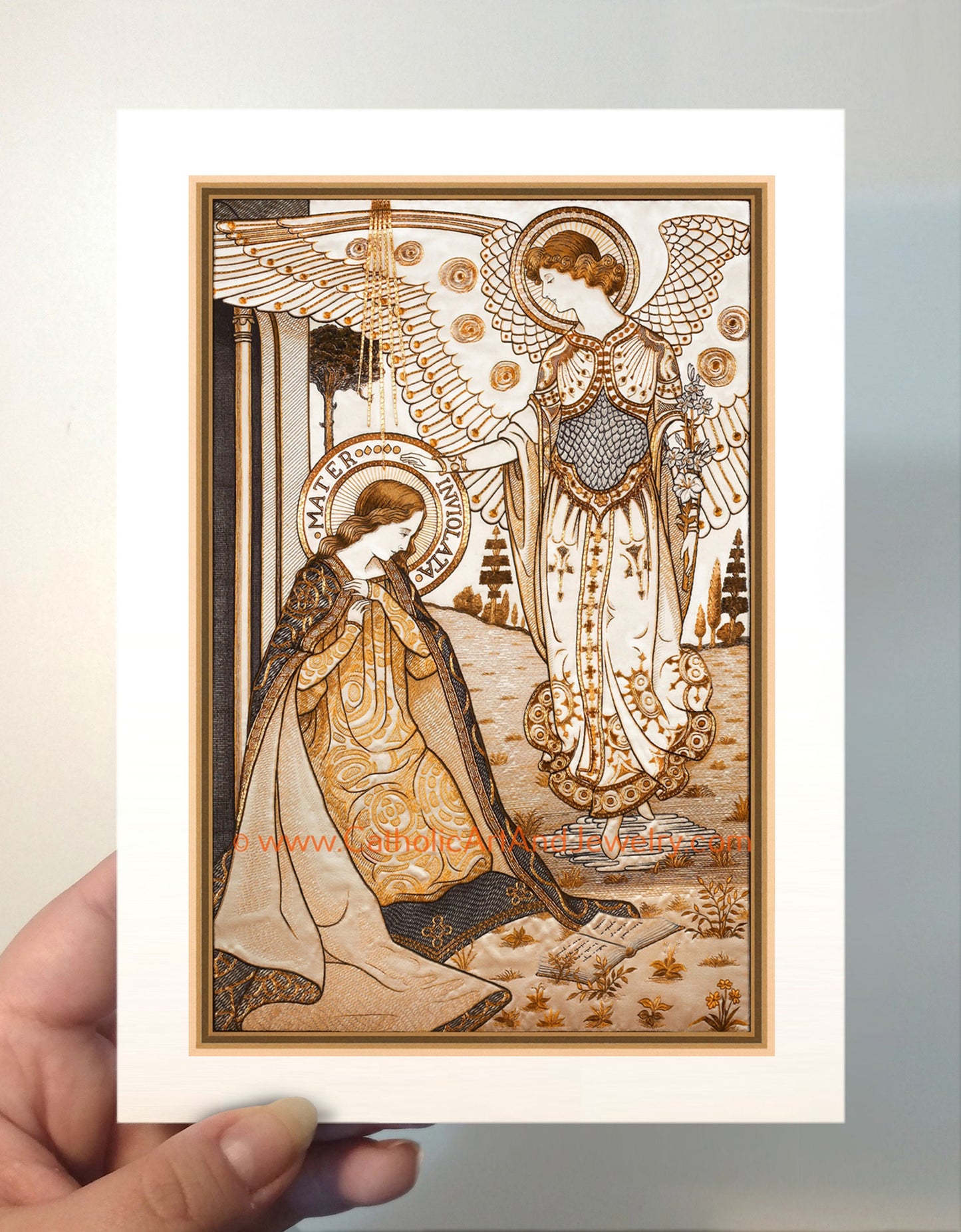 The Annunciation – Mater Inviolata – Embroideries – Vintage Catholic Art Print – Archival Quality