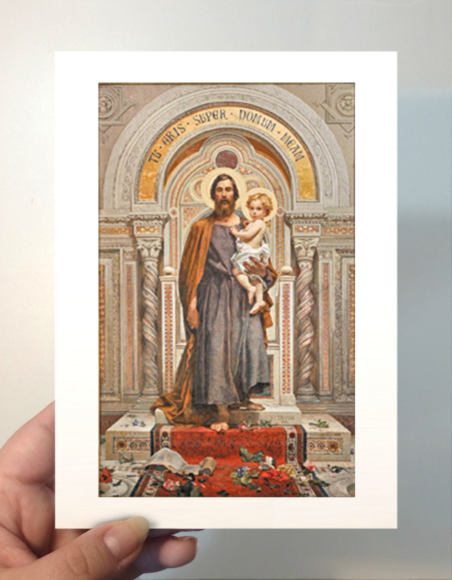 St. Joseph – Mosaic Originally from St. Peter’s Basilica at the Vatican – Catholic Art Print