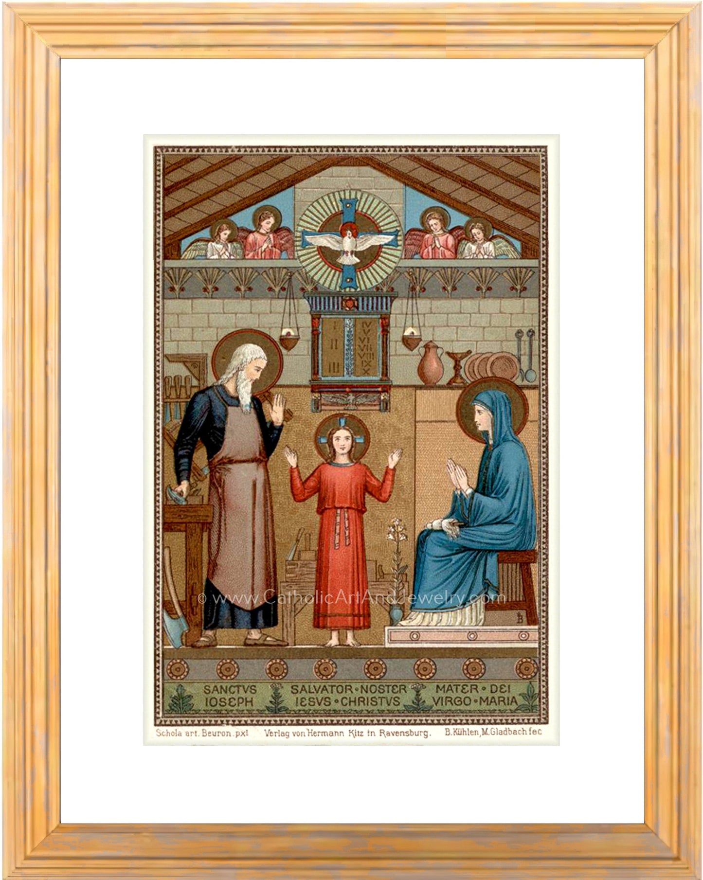 Holy Family – based on a Vintage Holy Card – painted by Benedictine Monks – Catholic Art Print – Archival Quality
