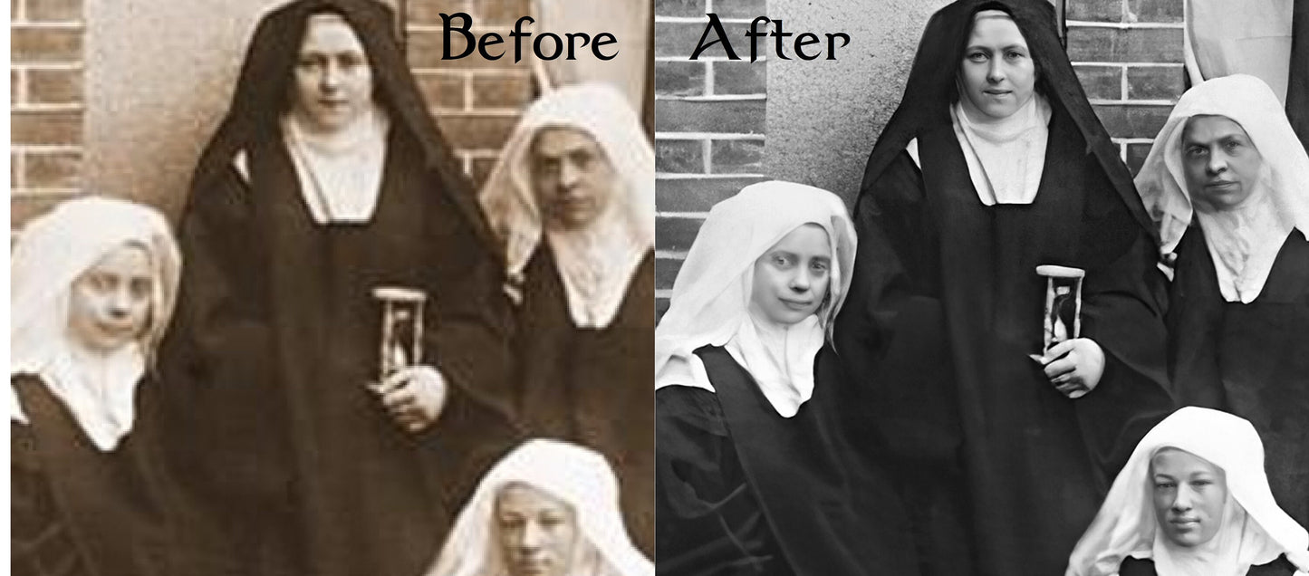 Saint Thérèse with Nuns at Carmel – Exclusive Restoration! – Saint Photo – Catholic Gift