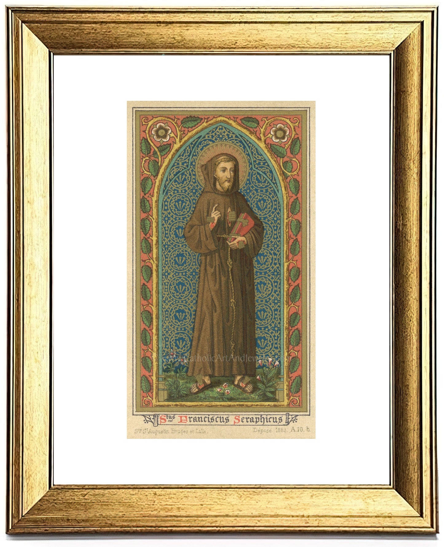 Saint Francis of Assisi – 3 Sizes – St. Franciscus Seraphicus – based on a Vintage Holy Card – Catholic Art Print – Archival Quality