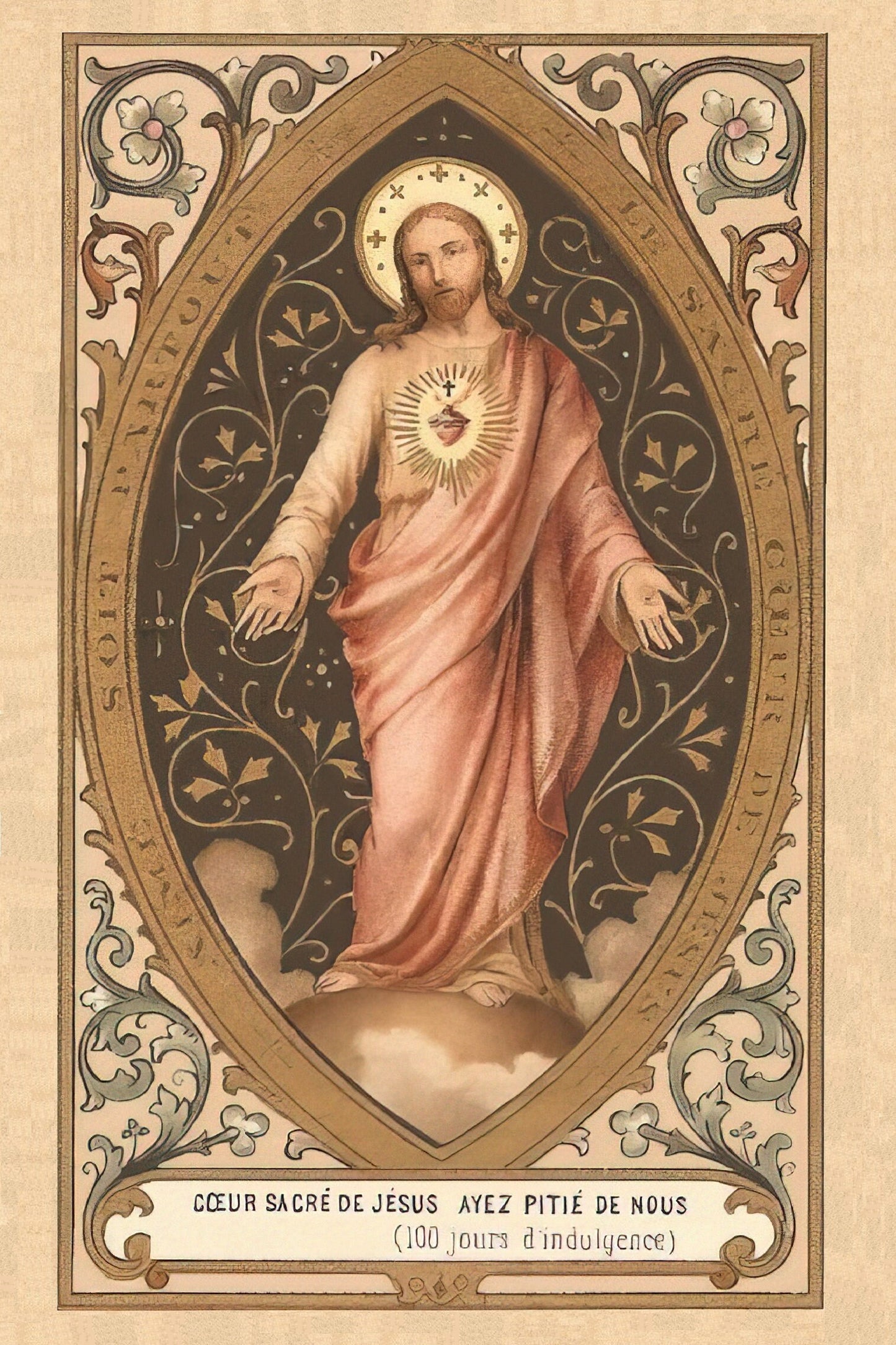 The Sacred Heart of Jesus Postcard / Holy Card – pack of 3, 10, or 100 – based on a Vintage Holy Card – Victorian Catholic Art