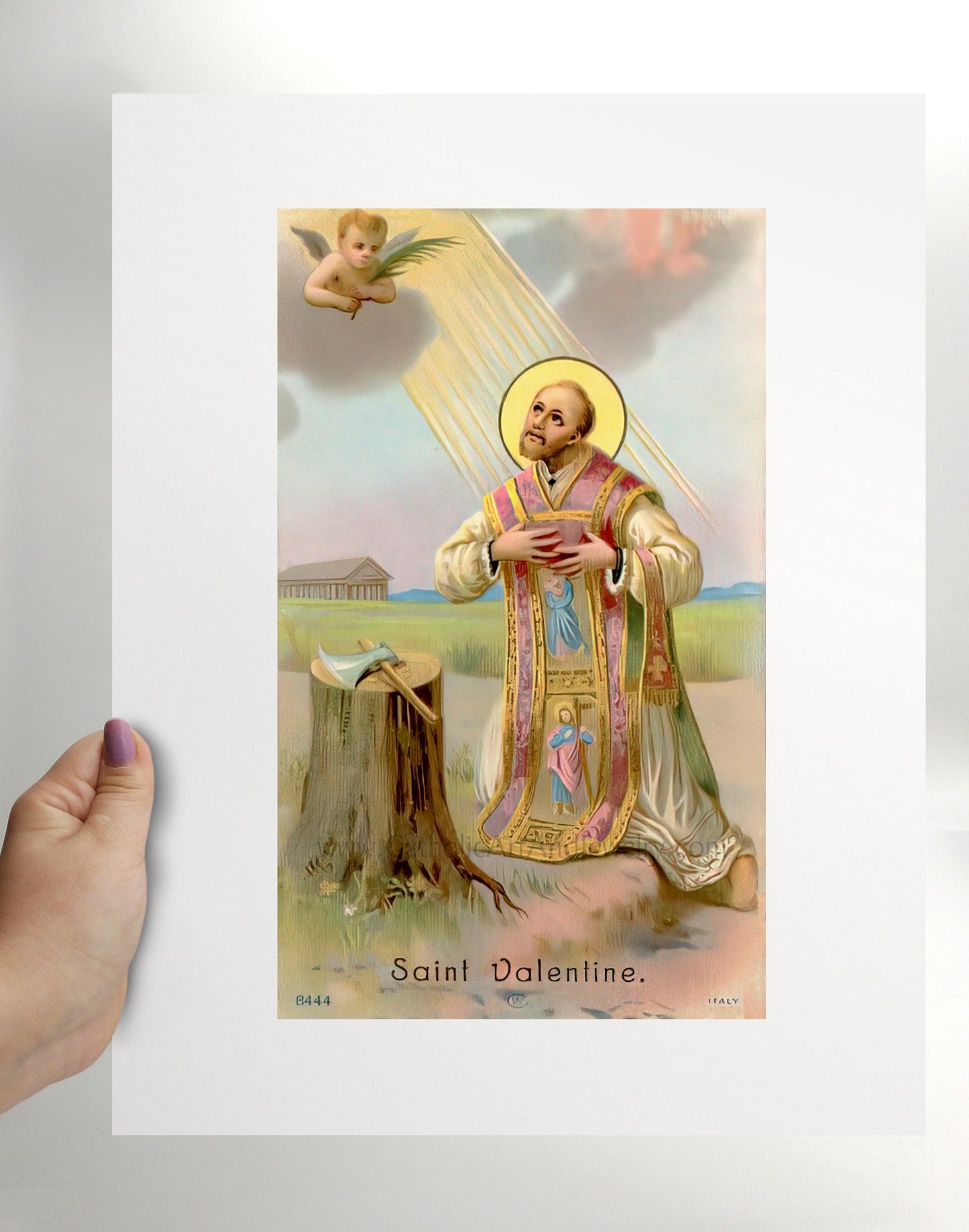 St Valentine – Catholic Valentine – Based on Vintage Italian Holy Card