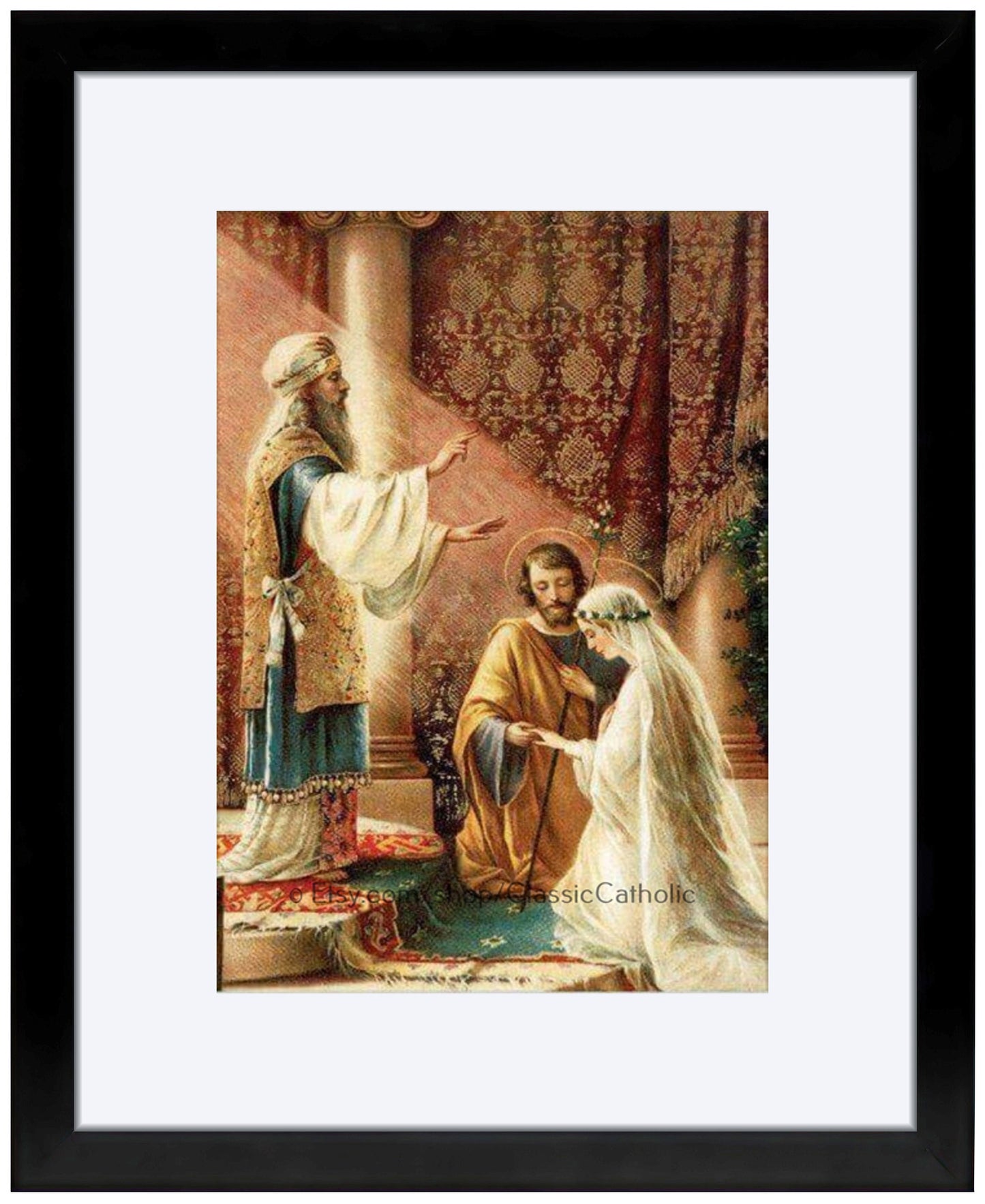 Wedding of Joseph and Mary – 3 Sizes – Wedding Gift/Anniversary Gift – based on a Vintage Holy Card – Catholic Art Print – Archival Quality