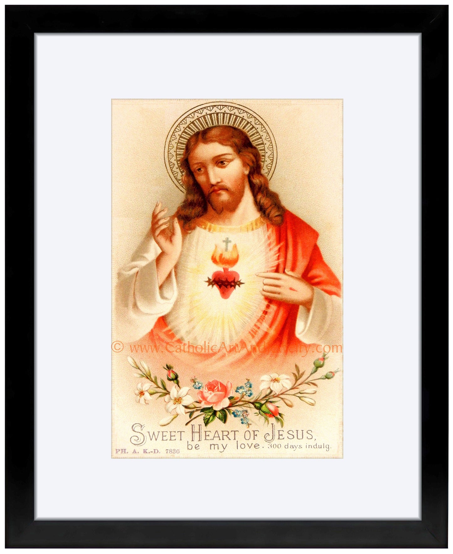 Sacred Heart of Jesus –Sweet Heart of Jesus based on a Vintage American Holy Card – Catholic Art Print – Archival – Catholic Gift