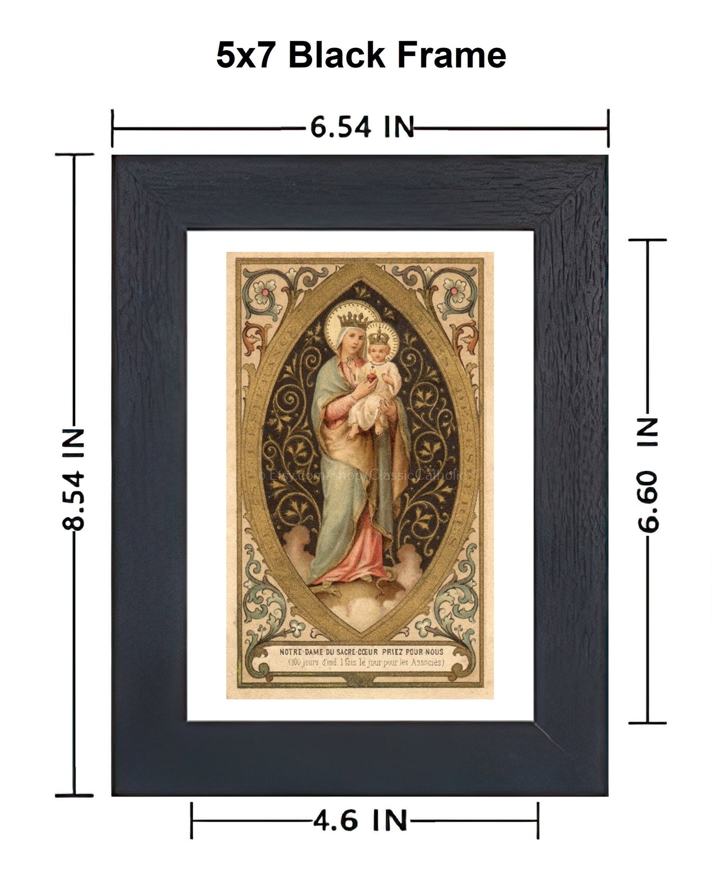 Our Lady of the Sacred Heart – based on a Vintage French Holy Card – Catholic Art Print