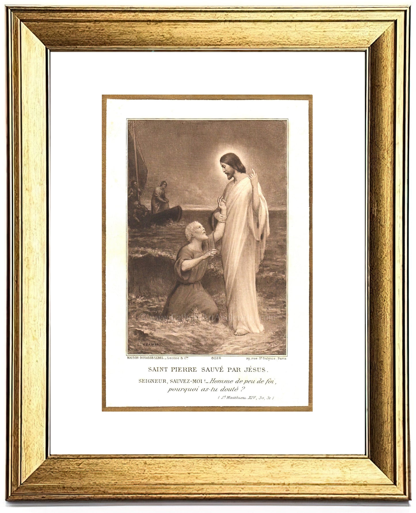 Lord, Save Me! – Jesus Saves Peter from the Waves – 3 Sizes – Based on a Vintage French Holy Card – Catholic Gift