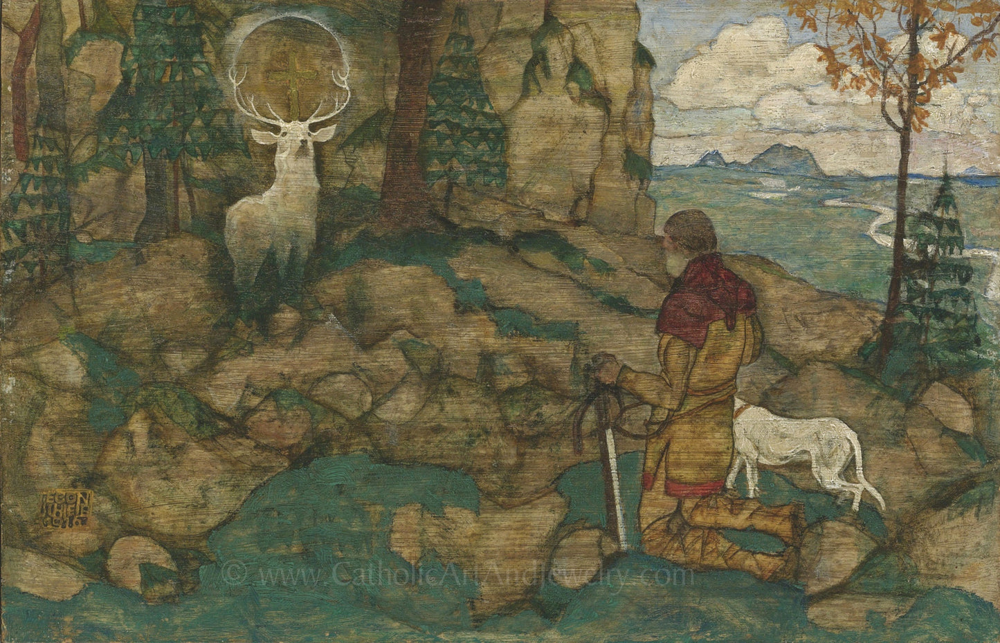 St. Hubert – Patron of Hunters – Egon Schiele – Catholic Art Print – Archival Quality