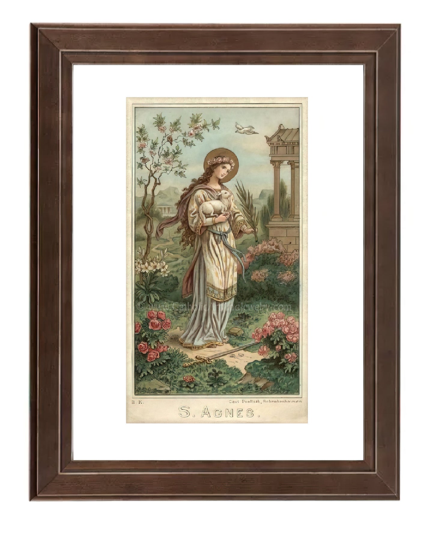 St. Agnes of Rome – 3 sizes – Based on a Vintage Holy Card