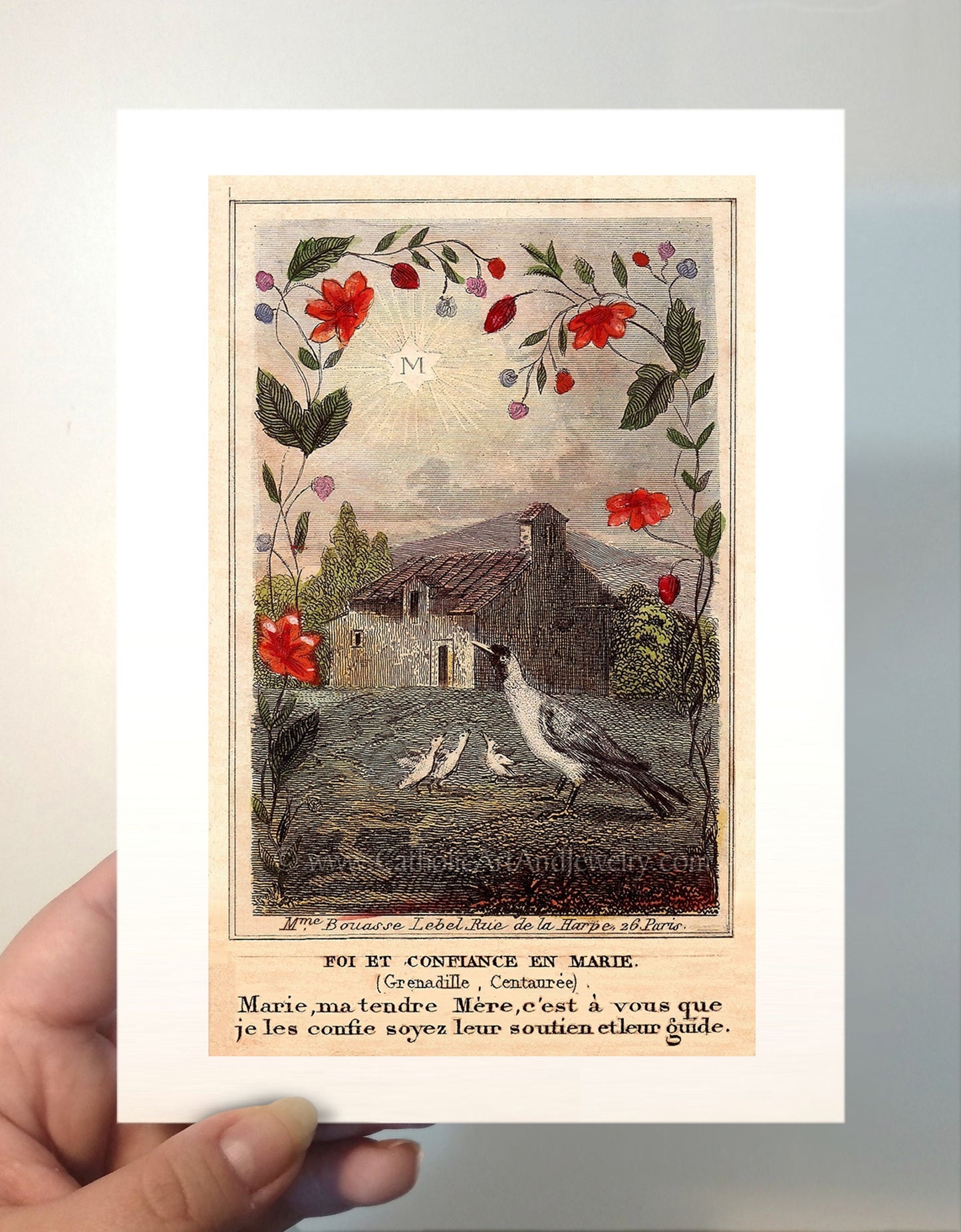 Faith and Confidence in Mary – based on a Vintage French Holy Card – Catholic Art Print