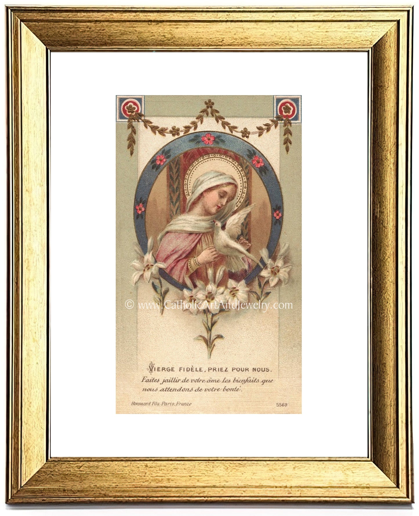 Faithful Virgin Mary, Pray for Us– based on a Vintage French Holy Card – Catholic Art Print – Catholic Gift – Communion Gift