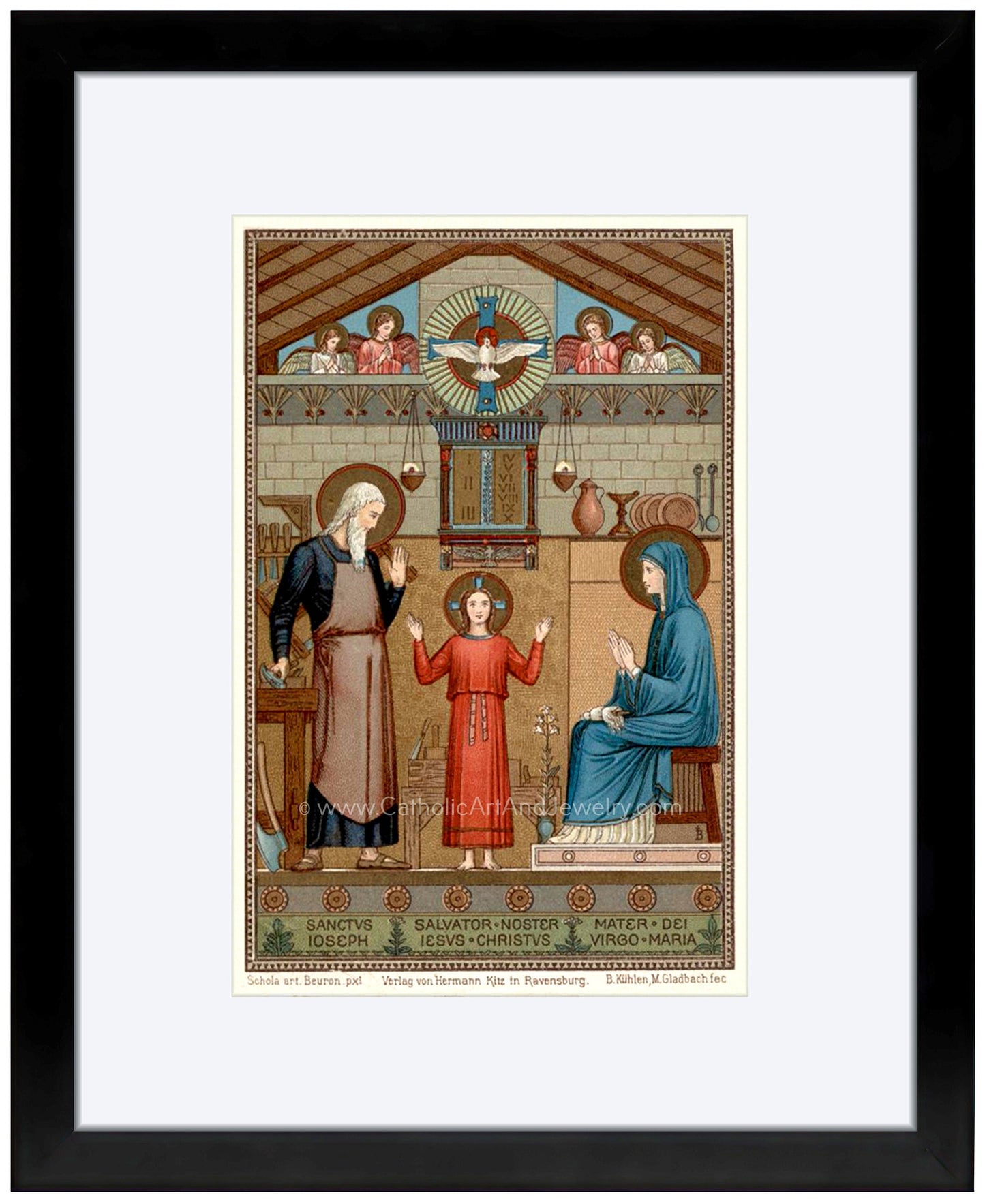 Holy Family – based on a Vintage Holy Card – painted by Benedictine Monks – Catholic Art Print – Archival Quality