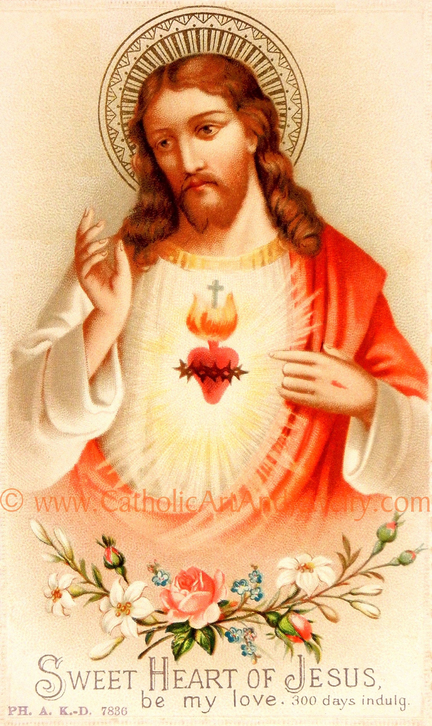 Sacred Heart of Jesus –Sweet Heart of Jesus based on a Vintage American Holy Card – Catholic Art Print – Archival – Catholic Gift
