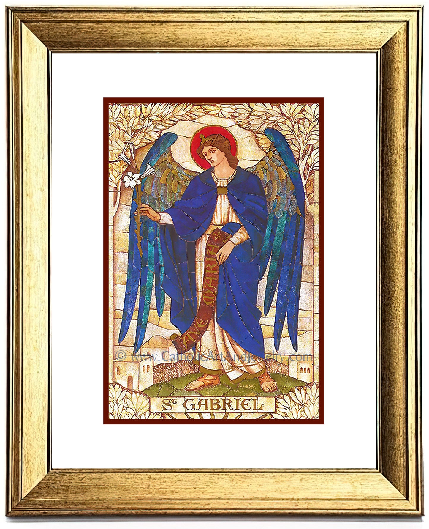 Archangel Gabriel – based on a Vintage Stained Glass Window – Art Nouveau – Catholic Art Print – Archival Quality