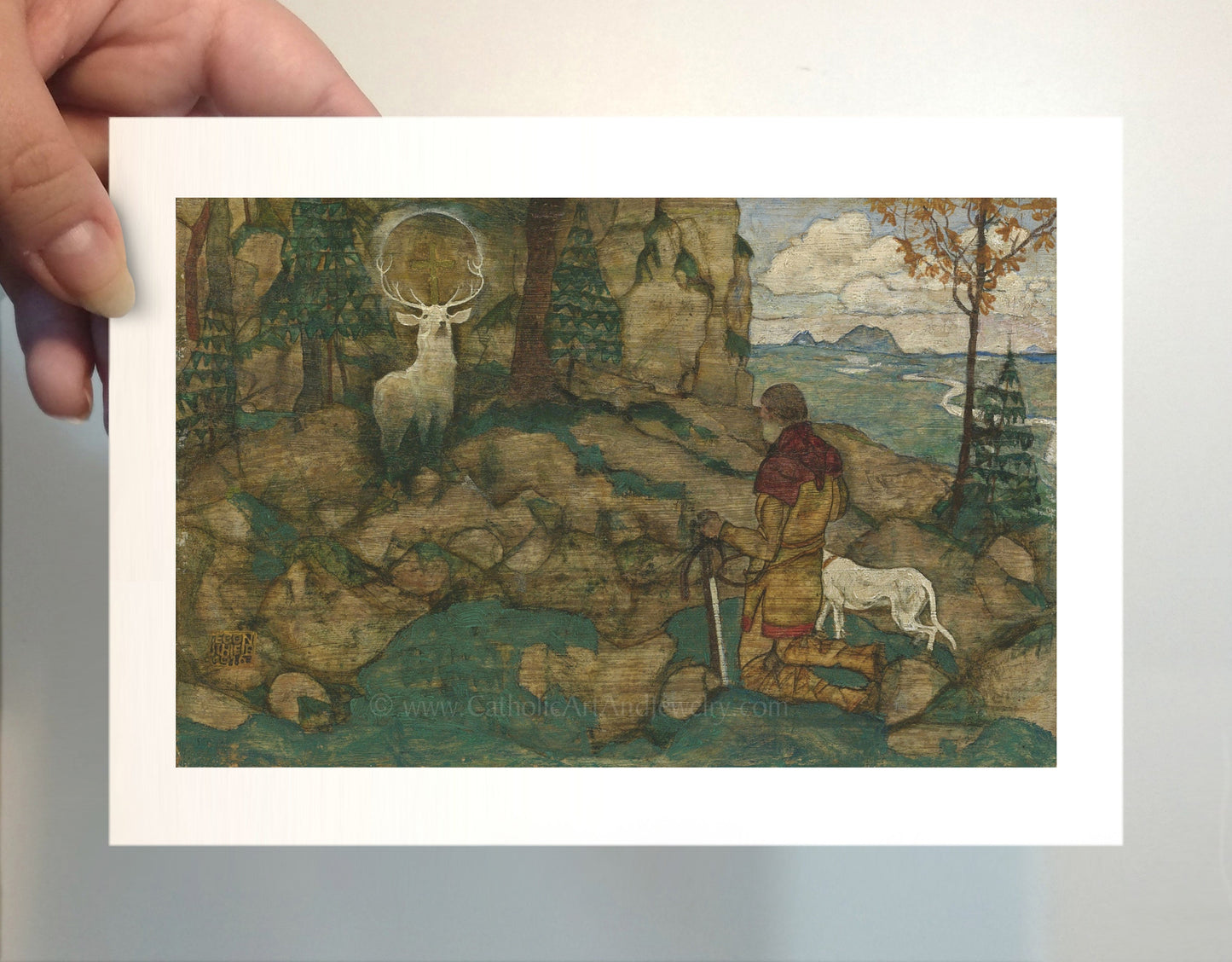 St. Hubert – Patron of Hunters – Egon Schiele – Catholic Art Print – Archival Quality