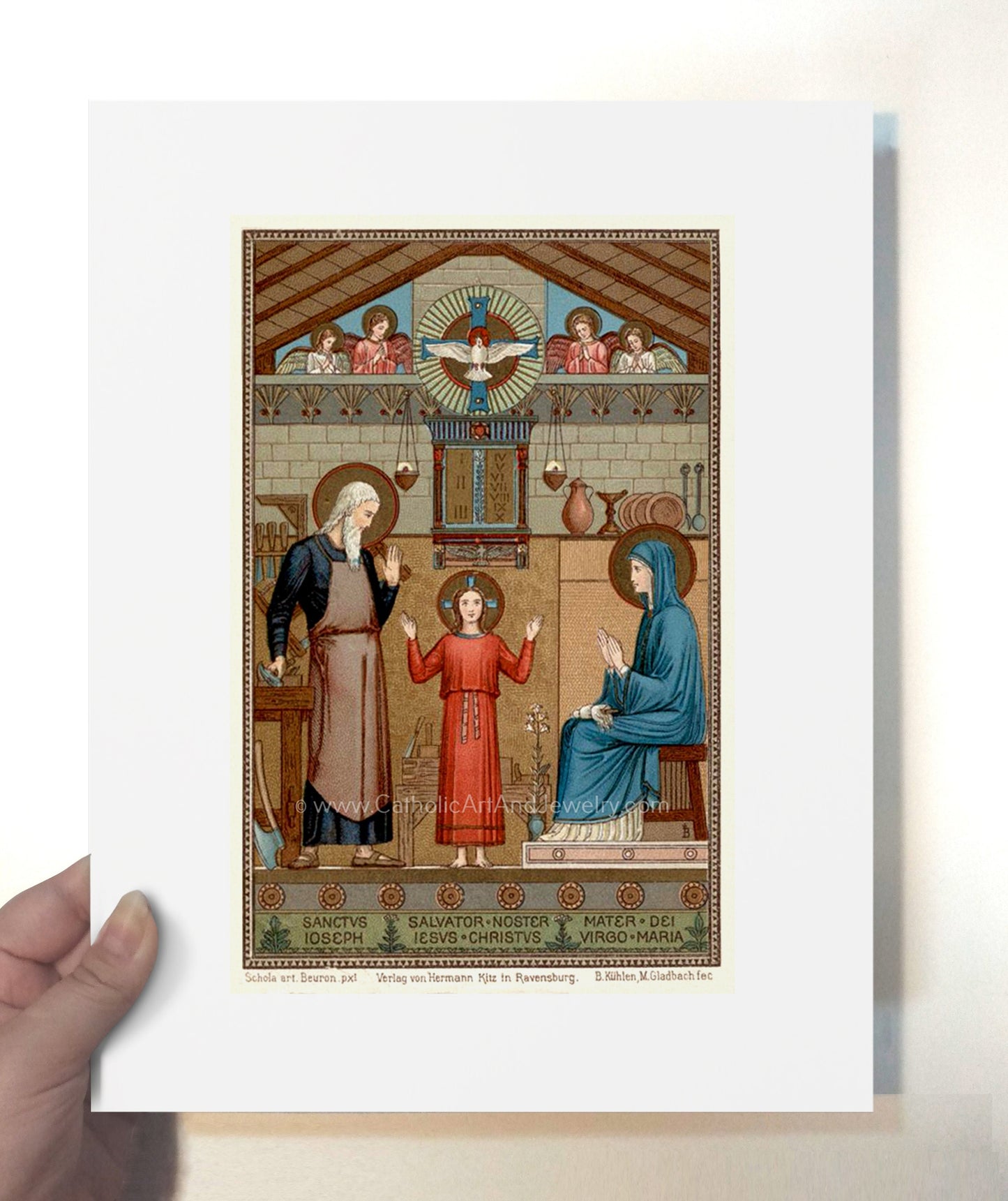 Holy Family – based on a Vintage Holy Card – painted by Benedictine Monks – Catholic Art Print – Archival Quality