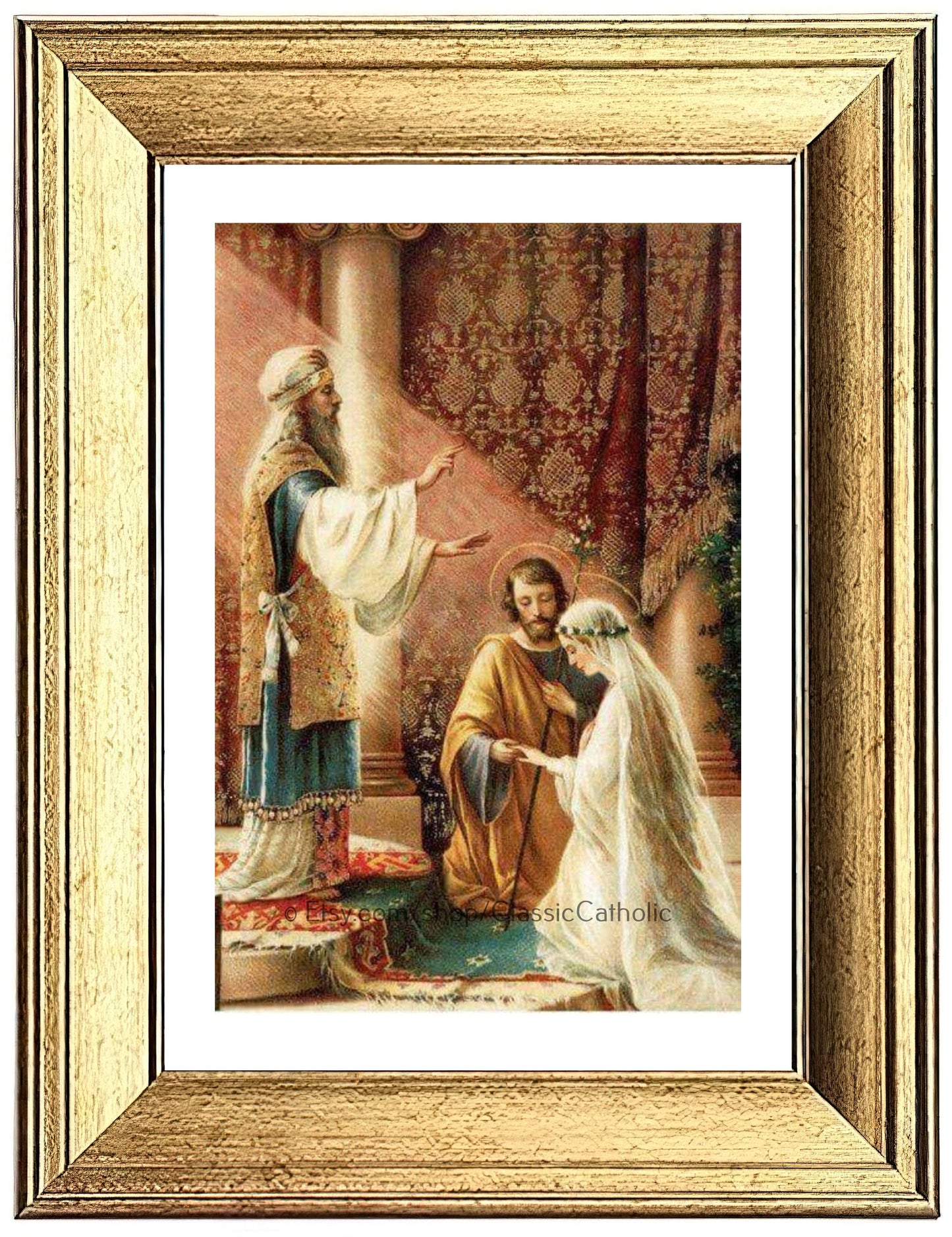 Wedding of Joseph and Mary – 3 Sizes – Wedding Gift/Anniversary Gift – based on a Vintage Holy Card – Catholic Art Print – Archival Quality