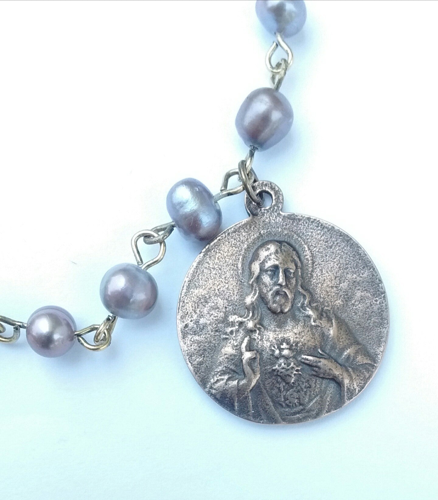 Silver Grey Rosary Bracelet