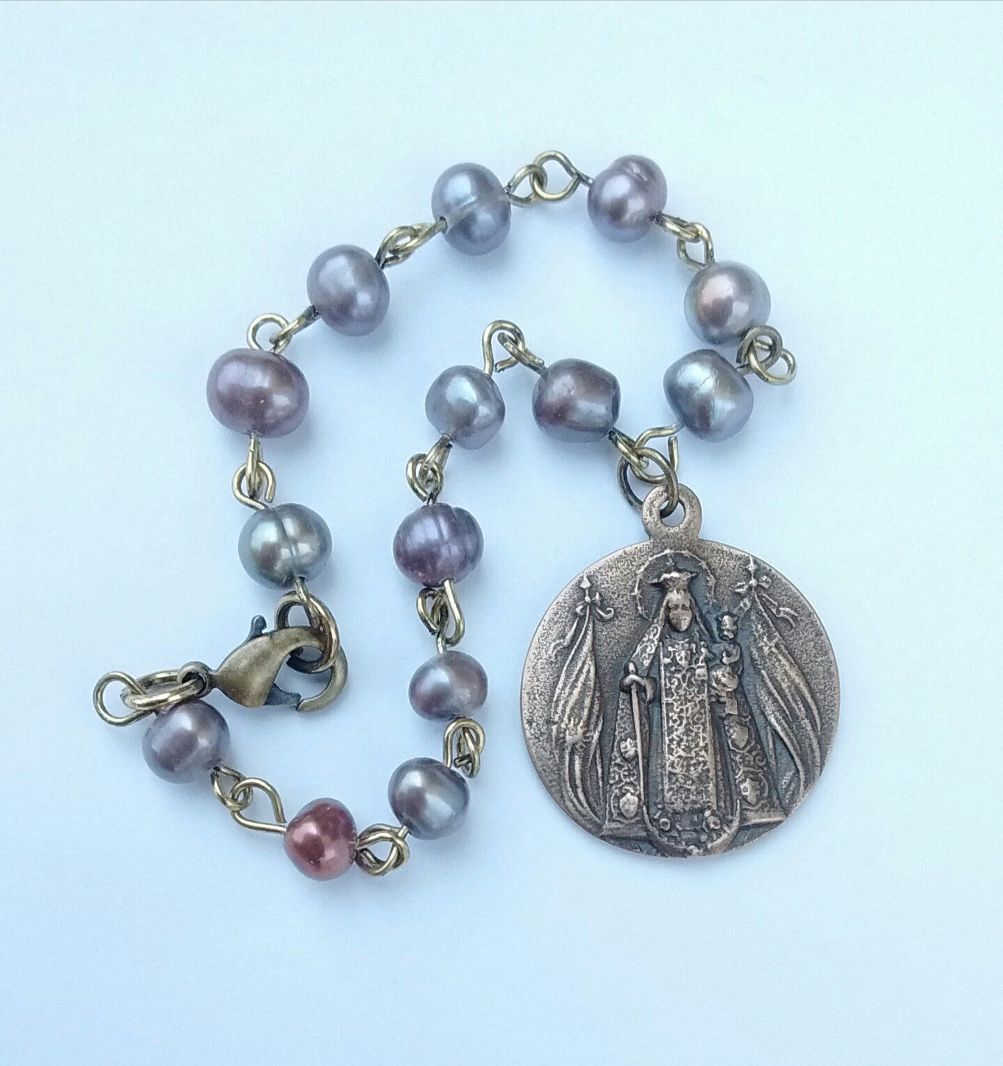 Silver Grey Rosary Bracelet