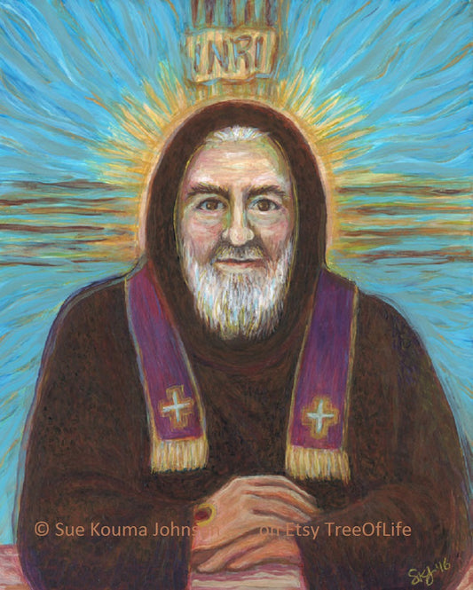 Padre Pio with Cross Art Print