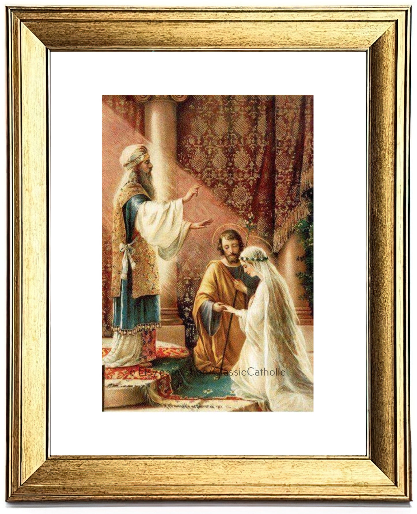 Wedding of Joseph and Mary – 3 Sizes – Wedding Gift/Anniversary Gift – based on a Vintage Holy Card – Catholic Art Print – Archival Quality