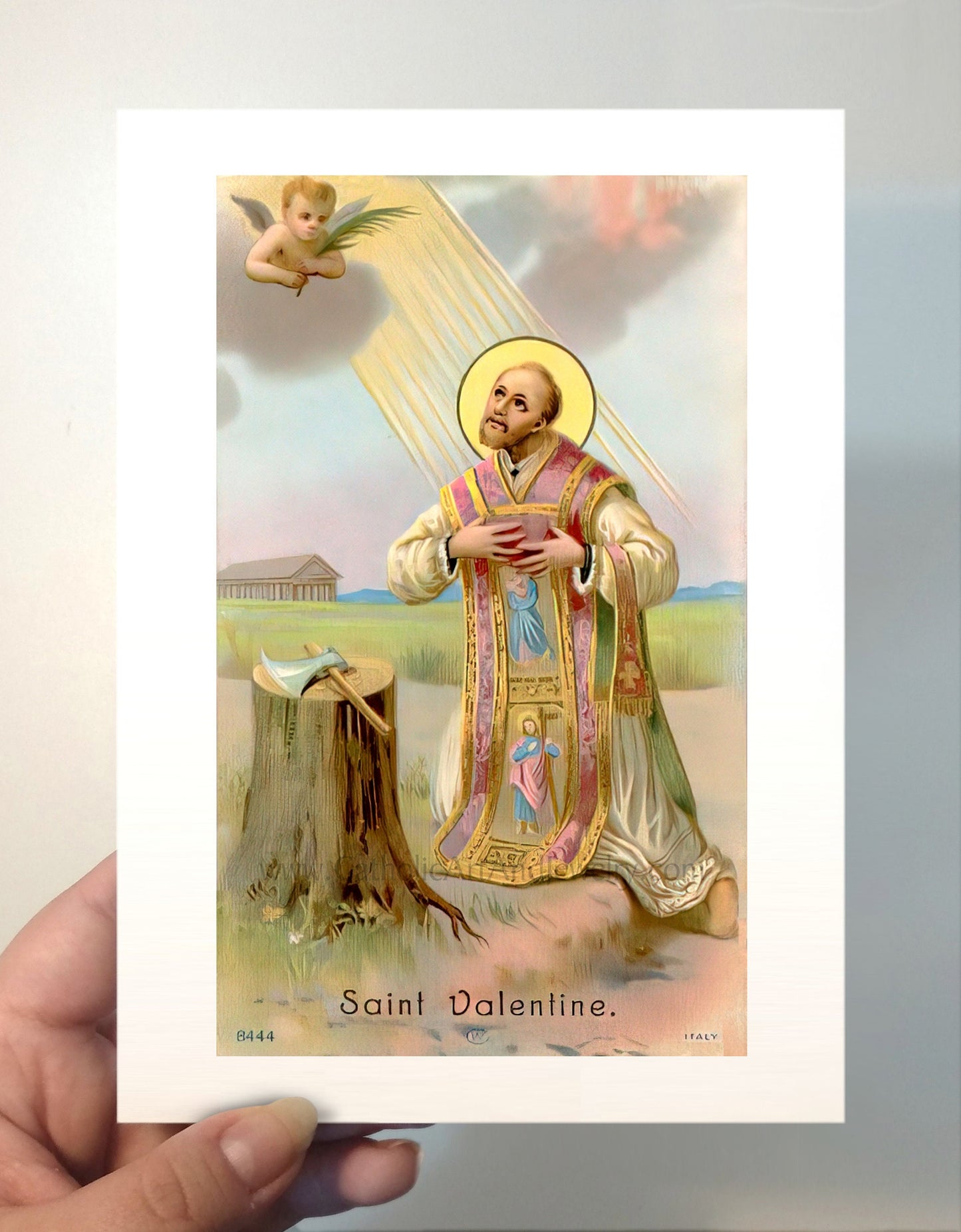 St Valentine – Catholic Valentine – Based on Vintage Italian Holy Card