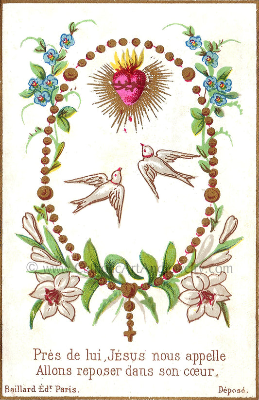 Rosary Meditation – Based on an Antique Holy Card – Catholic Art Print – Catholic Gift
