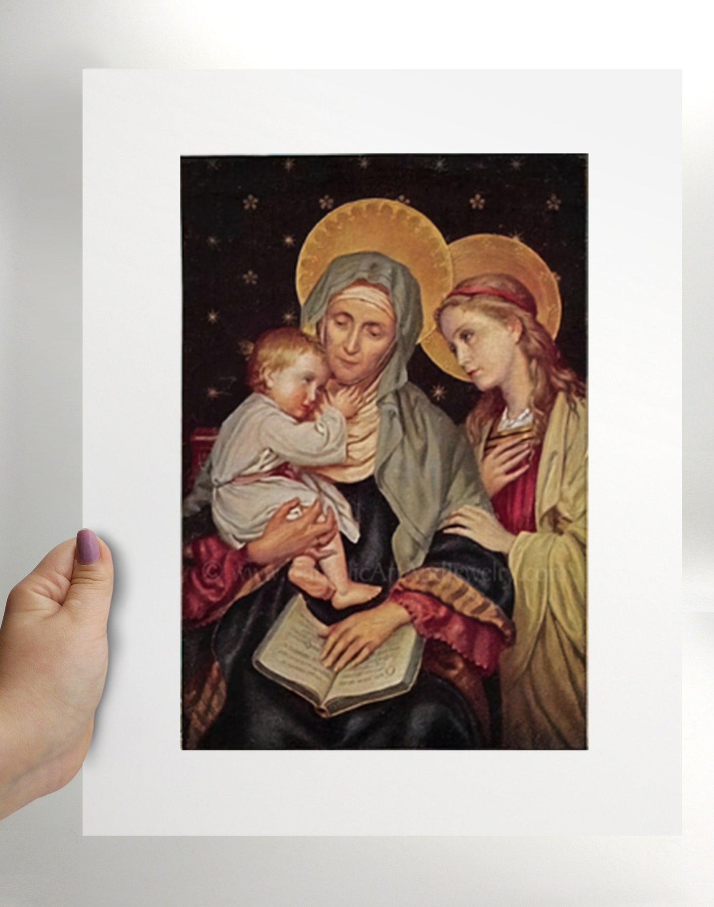 Saint Anne, Grandmother of the Church - Patron of Housewives, Mothers, and Grandmothers - Archival Print - Catholic Art