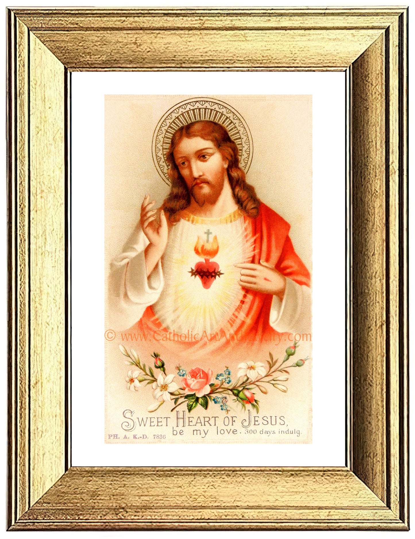 Sacred Heart of Jesus –Sweet Heart of Jesus based on a Vintage American Holy Card – Catholic Art Print – Archival – Catholic Gift