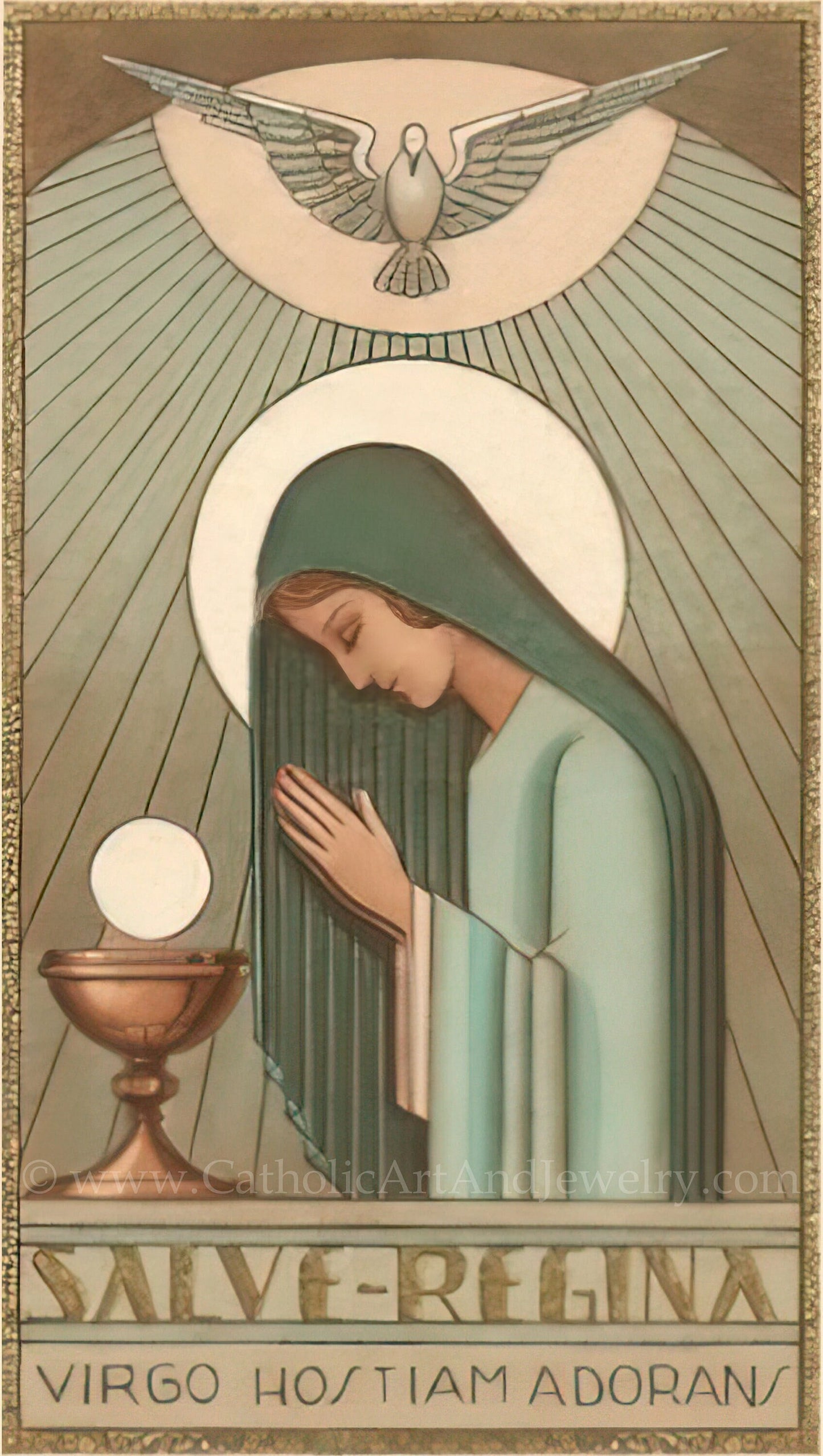 Salve Regina – Hail Queen of Heaven – based on a Vintage French Holy Card – Catholic Art Print – Archival Quality