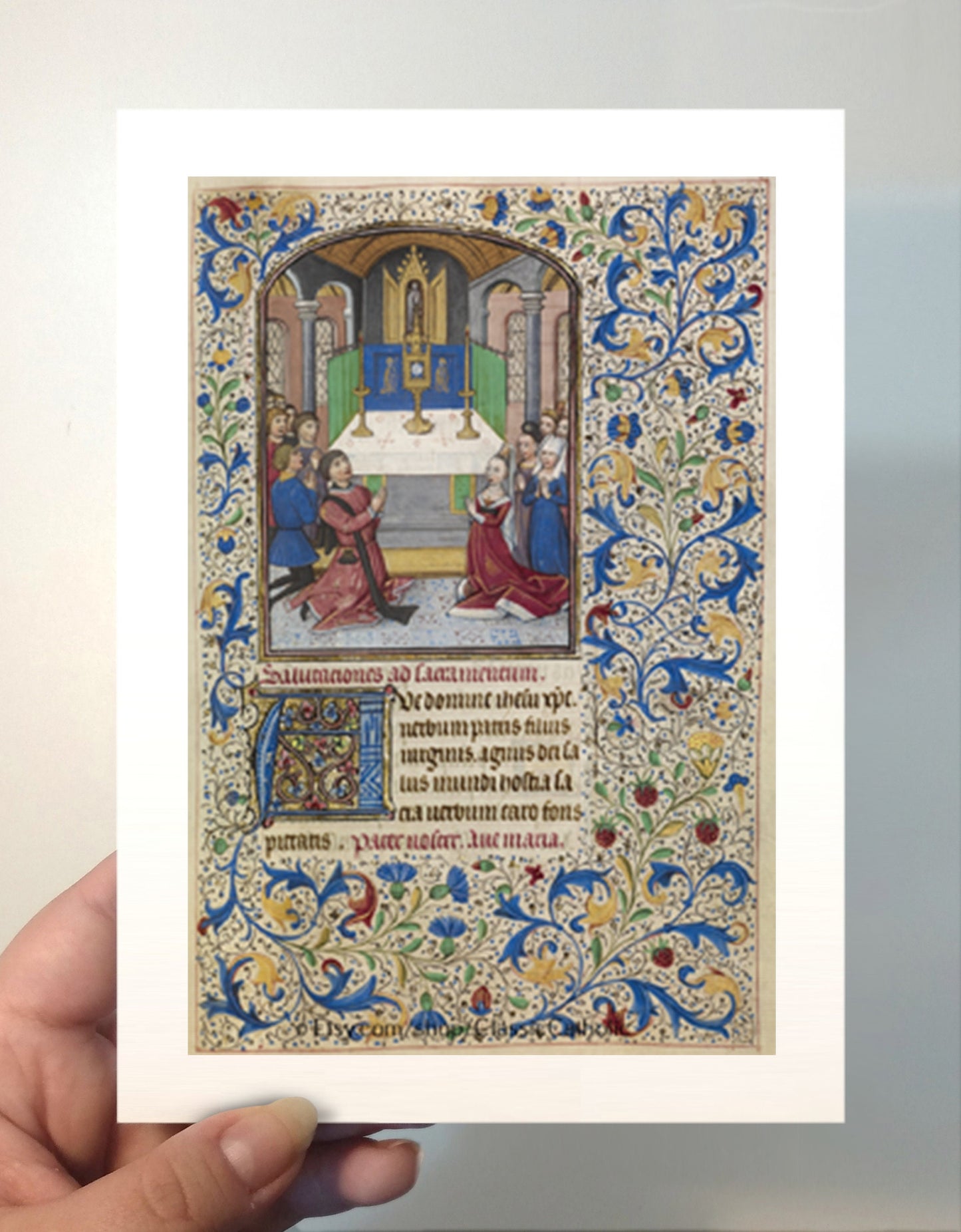 Illuminated Manuscript -- The Adoration of the Eucharist. – Medieval Catholic Art Print – Willem Vrelant- Archival Quality