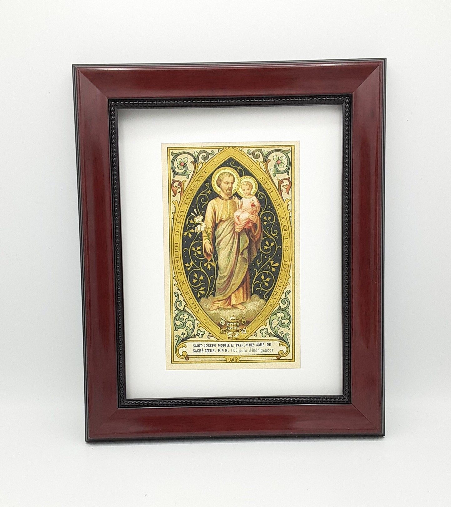 St. Joseph of the Sacred Heart – 3 sizes – based on a Vintage French Holy Card – Catholic Art Print