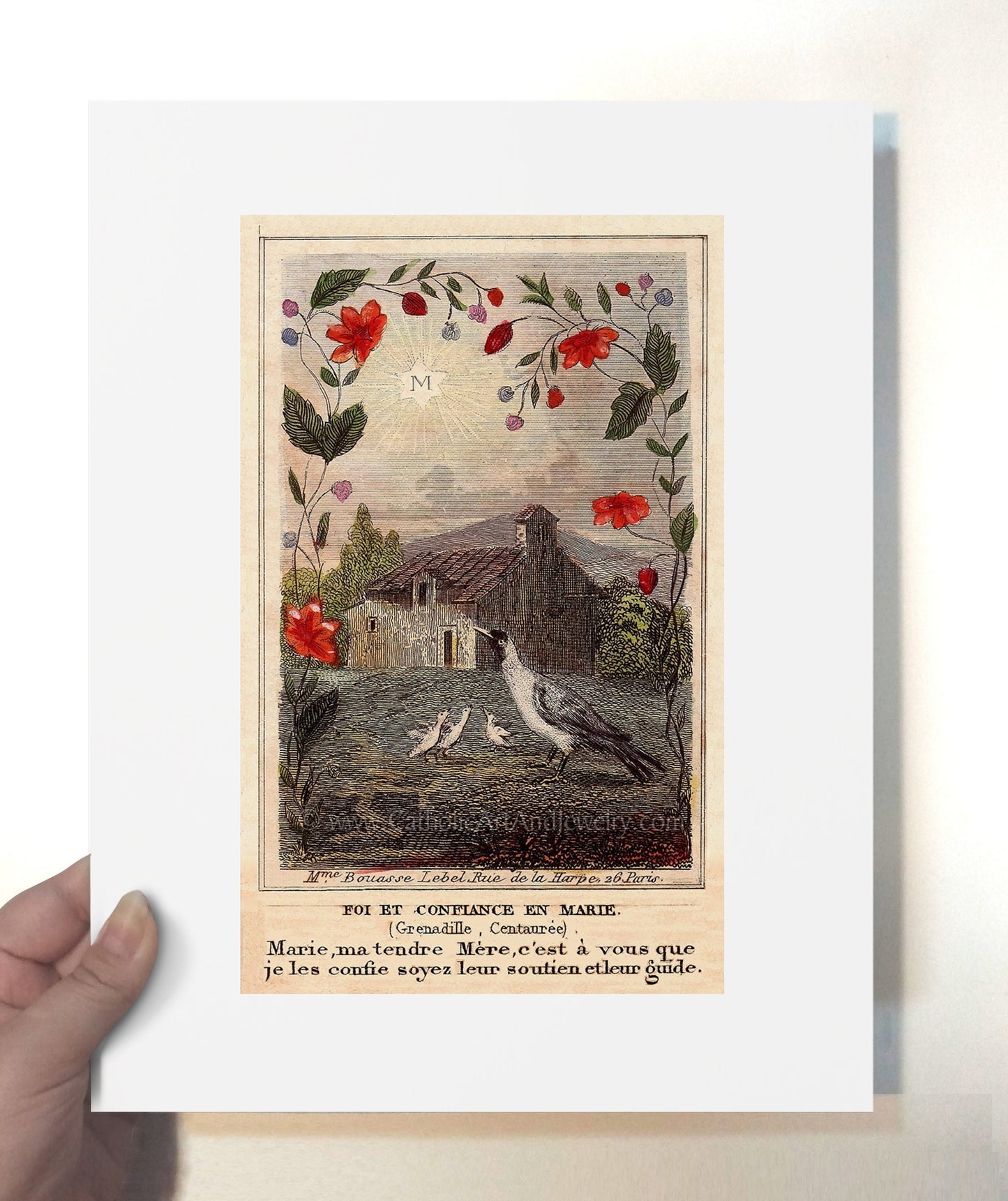 Faith and Confidence in Mary – based on a Vintage French Holy Card – Catholic Art Print