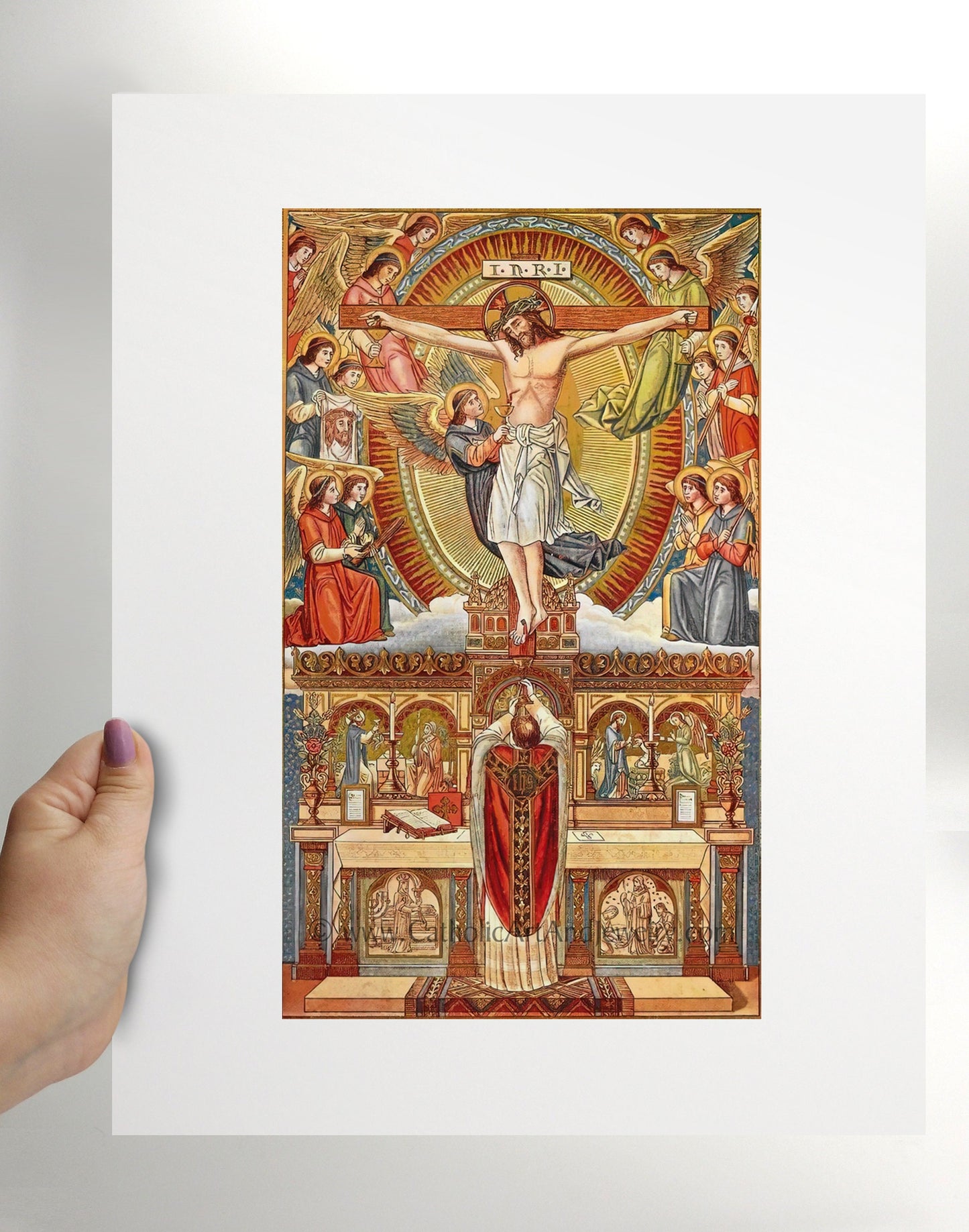 The Holy Mass –4 Sizes – based on a Vintage Holy Card – Catholic Art Print – Archival Quality