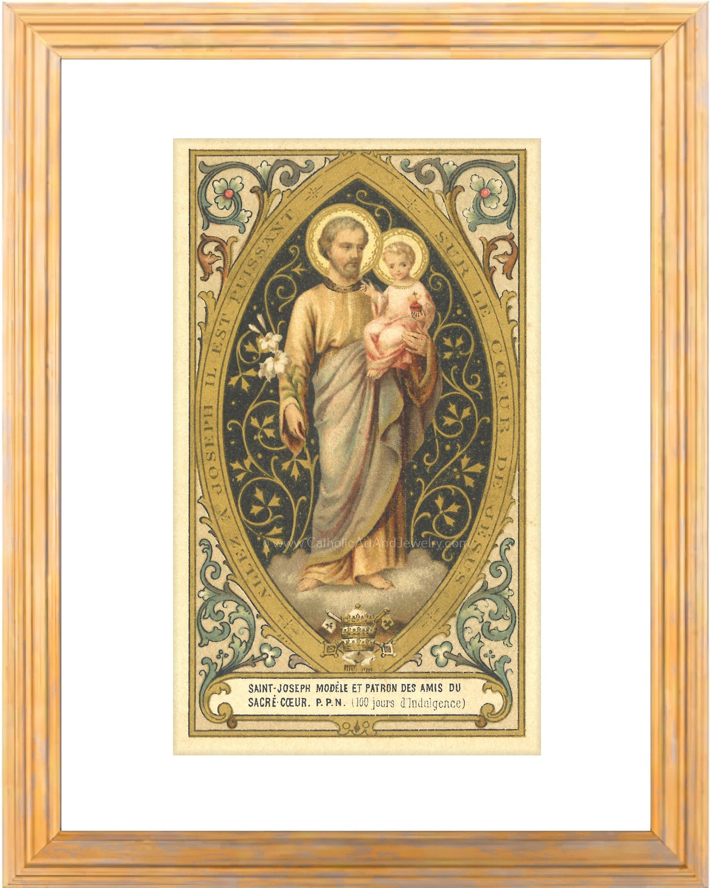 St. Joseph of the Sacred Heart – 3 sizes – based on a Vintage French Holy Card – Catholic Art Print
